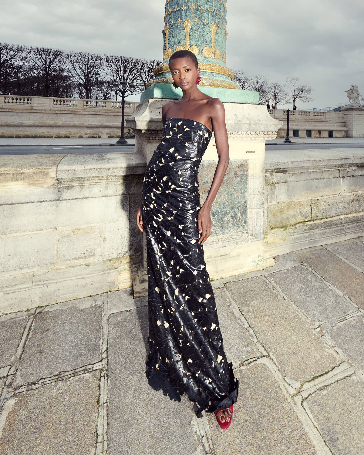 Nocturnal Lace Column Dress