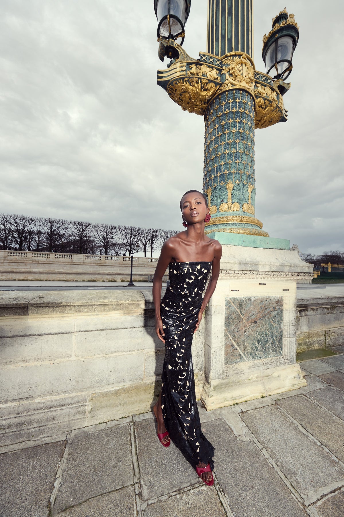 Nocturnal Lace Column Dress