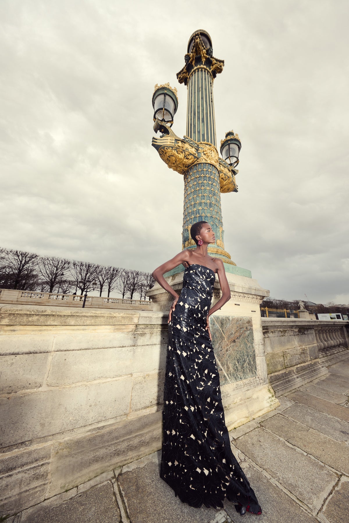 Nocturnal Lace Column Dress