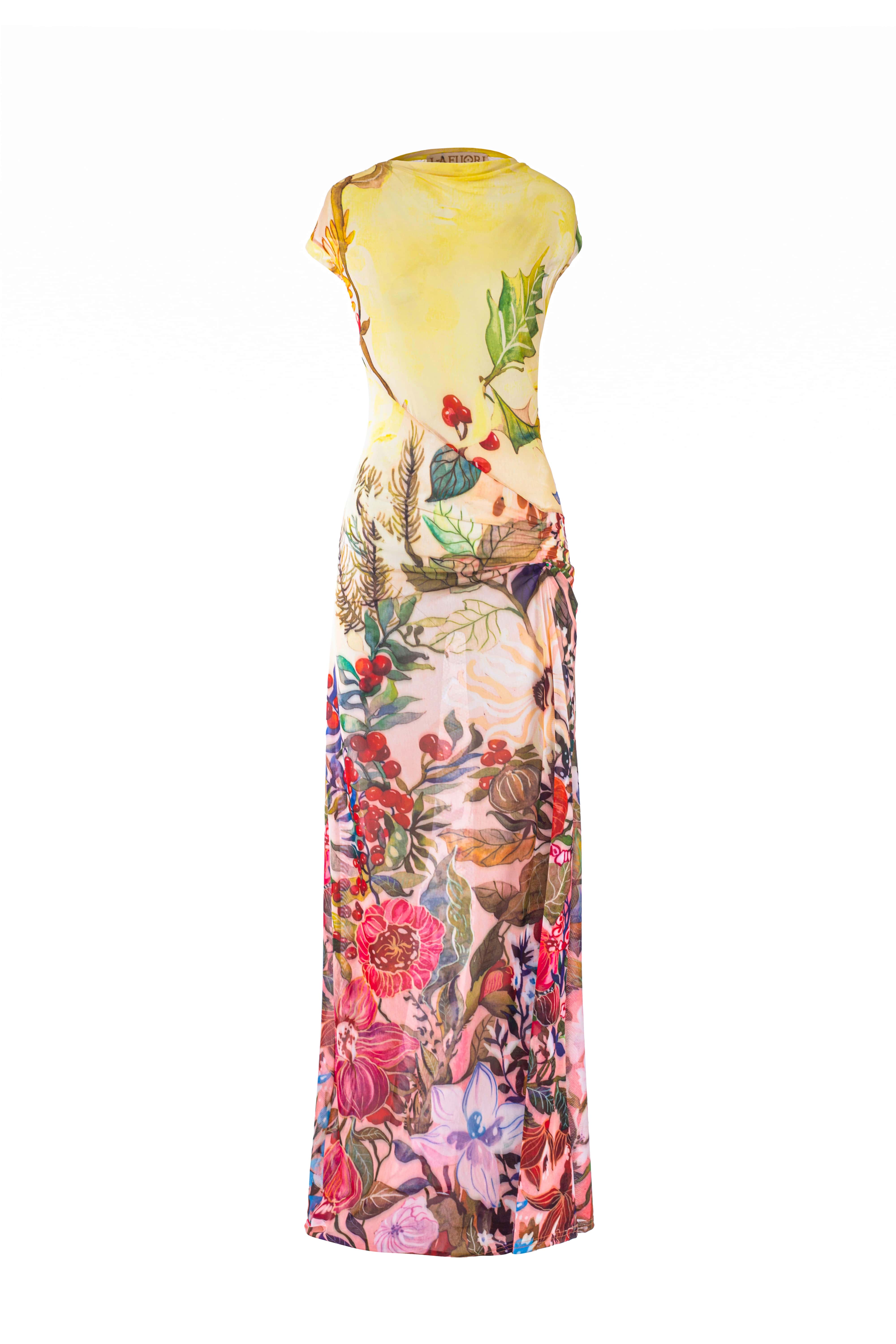 Botanical Symphony Printed Bodycon Dress