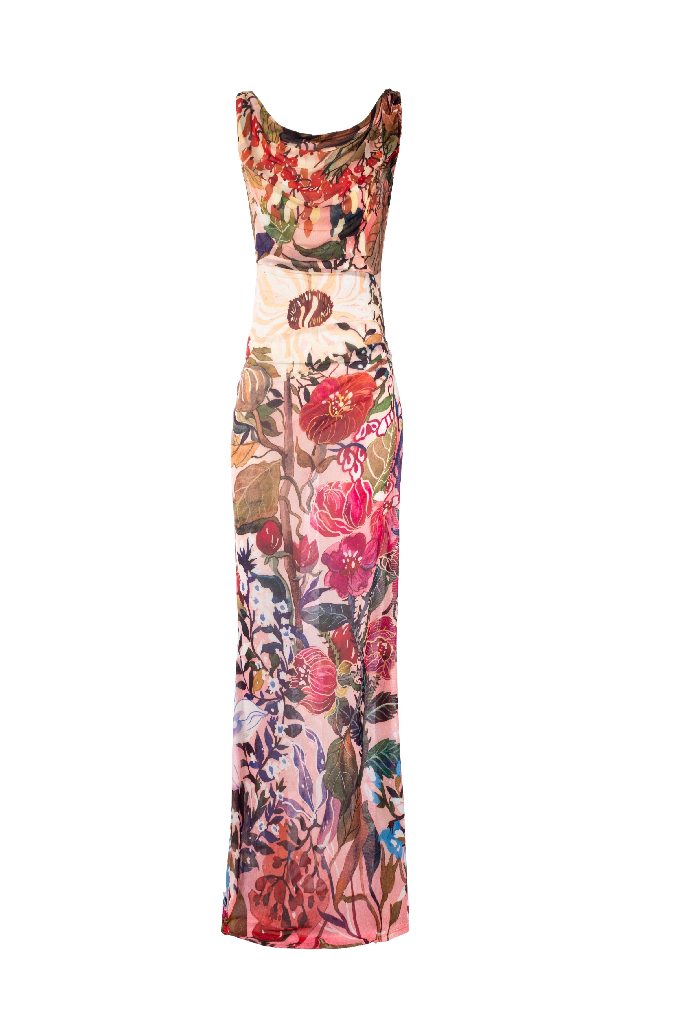 Botanical Symphony Printed Mesh Dress