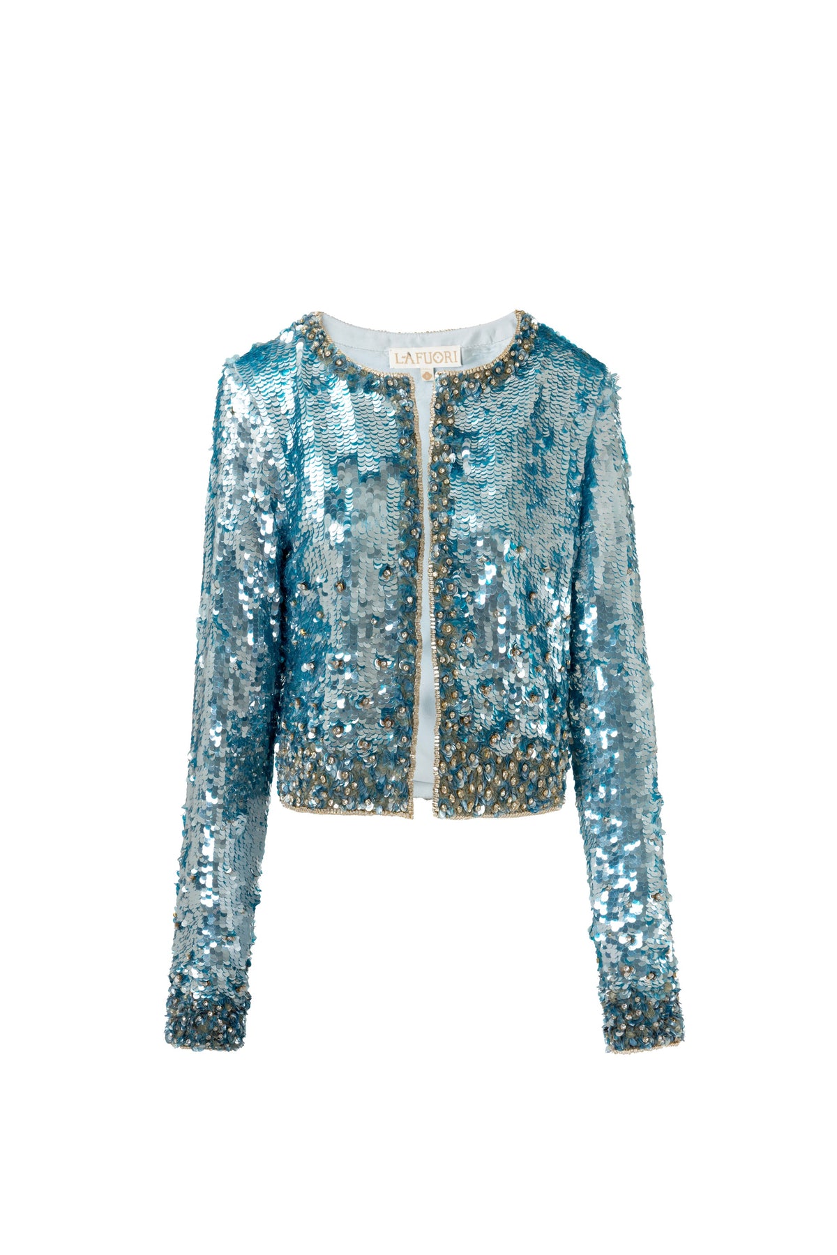 Aqua Embellished Evening Jacket