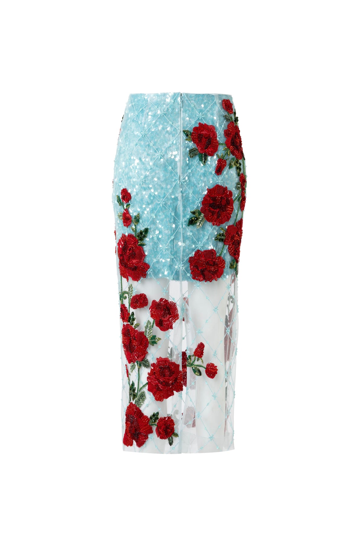 Winter Rose Embellished Midi Skirt