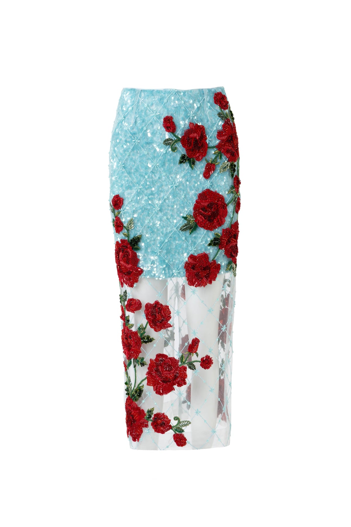 Winter Rose Embellished Midi Skirt