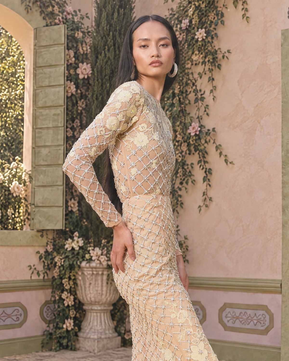 Champagne Veil Embellished Leotard