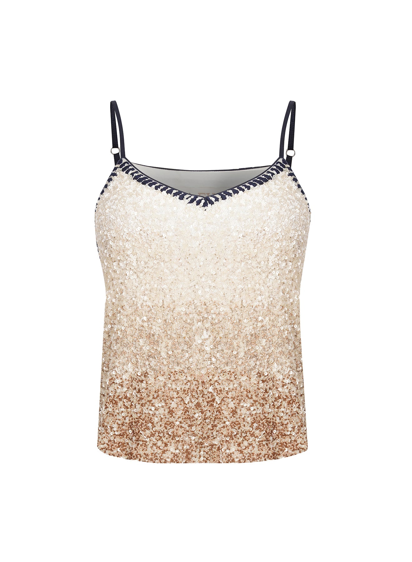 Beige Gradient Sequin Top