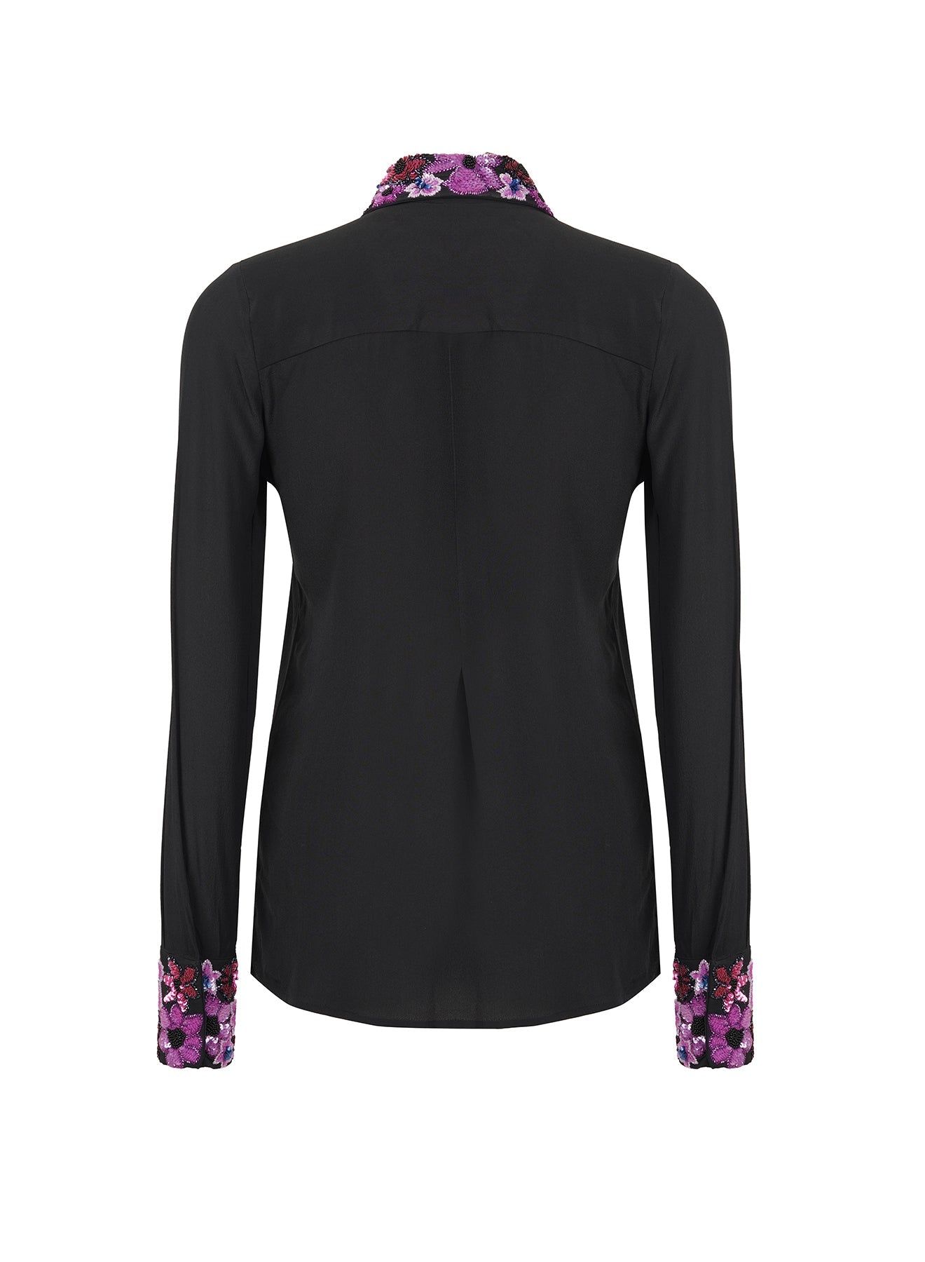 Black Shirt With Floral Emb.