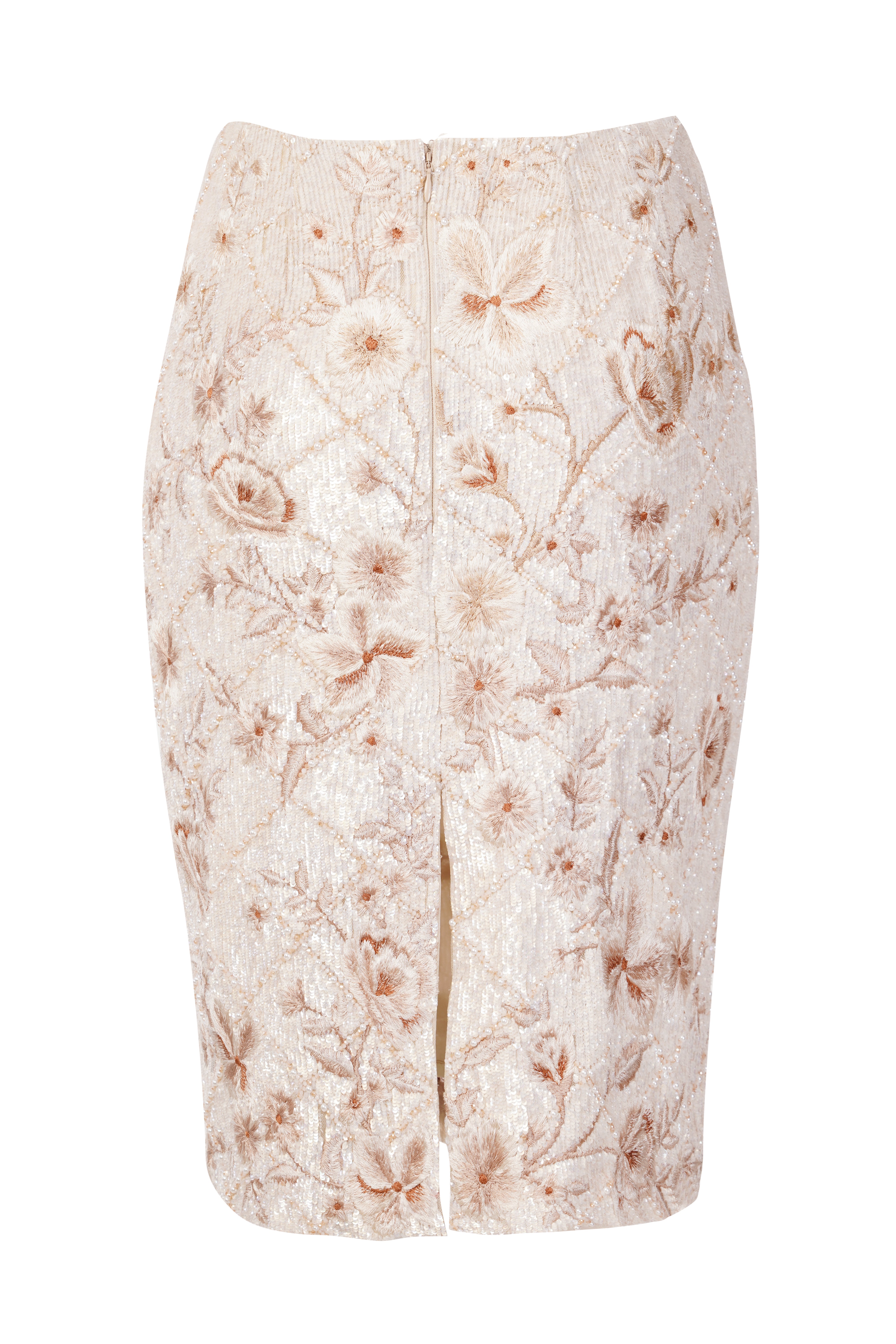 Elysia Champagne Sequin Column Skirt