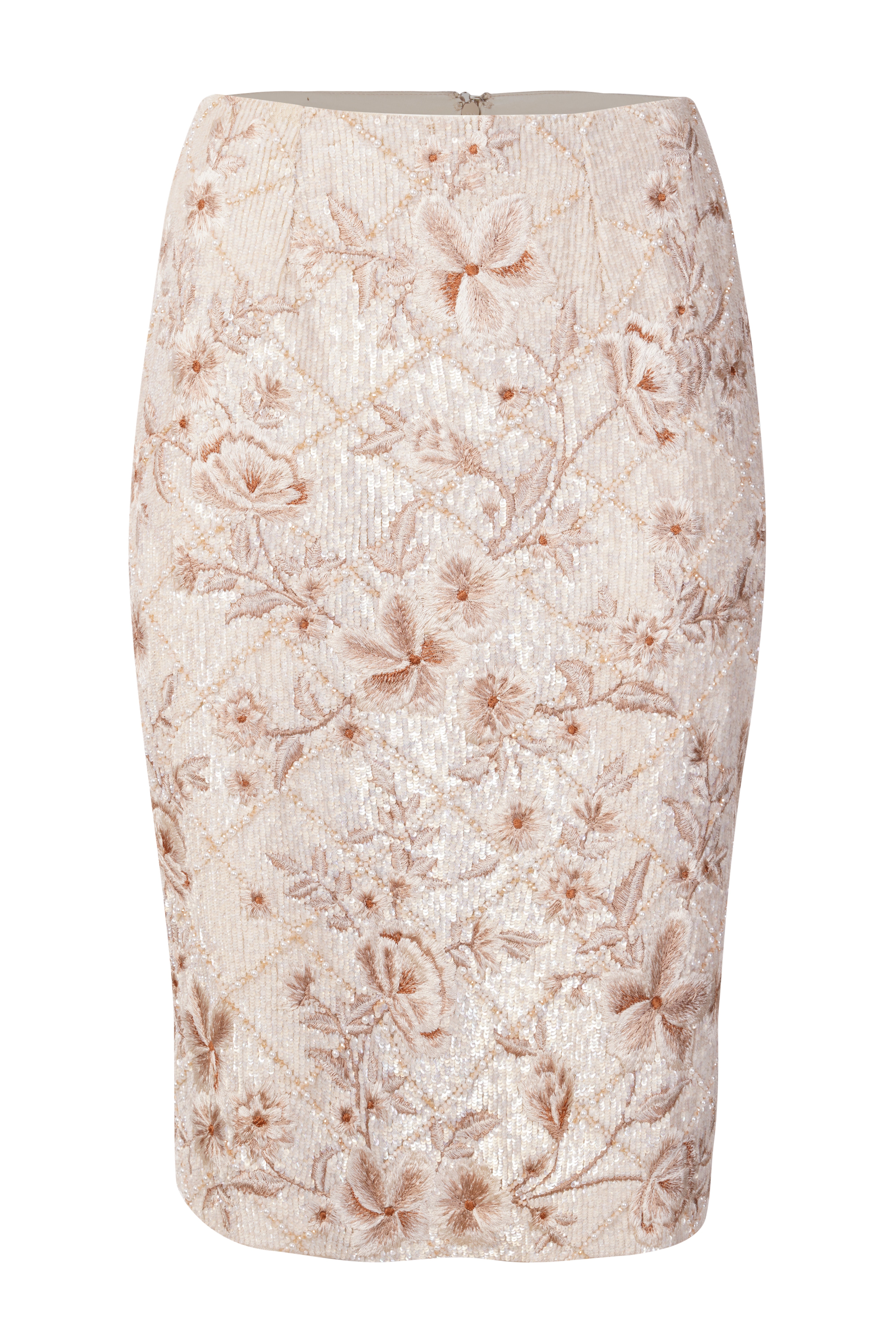 Elysia Champagne Sequin Column Skirt