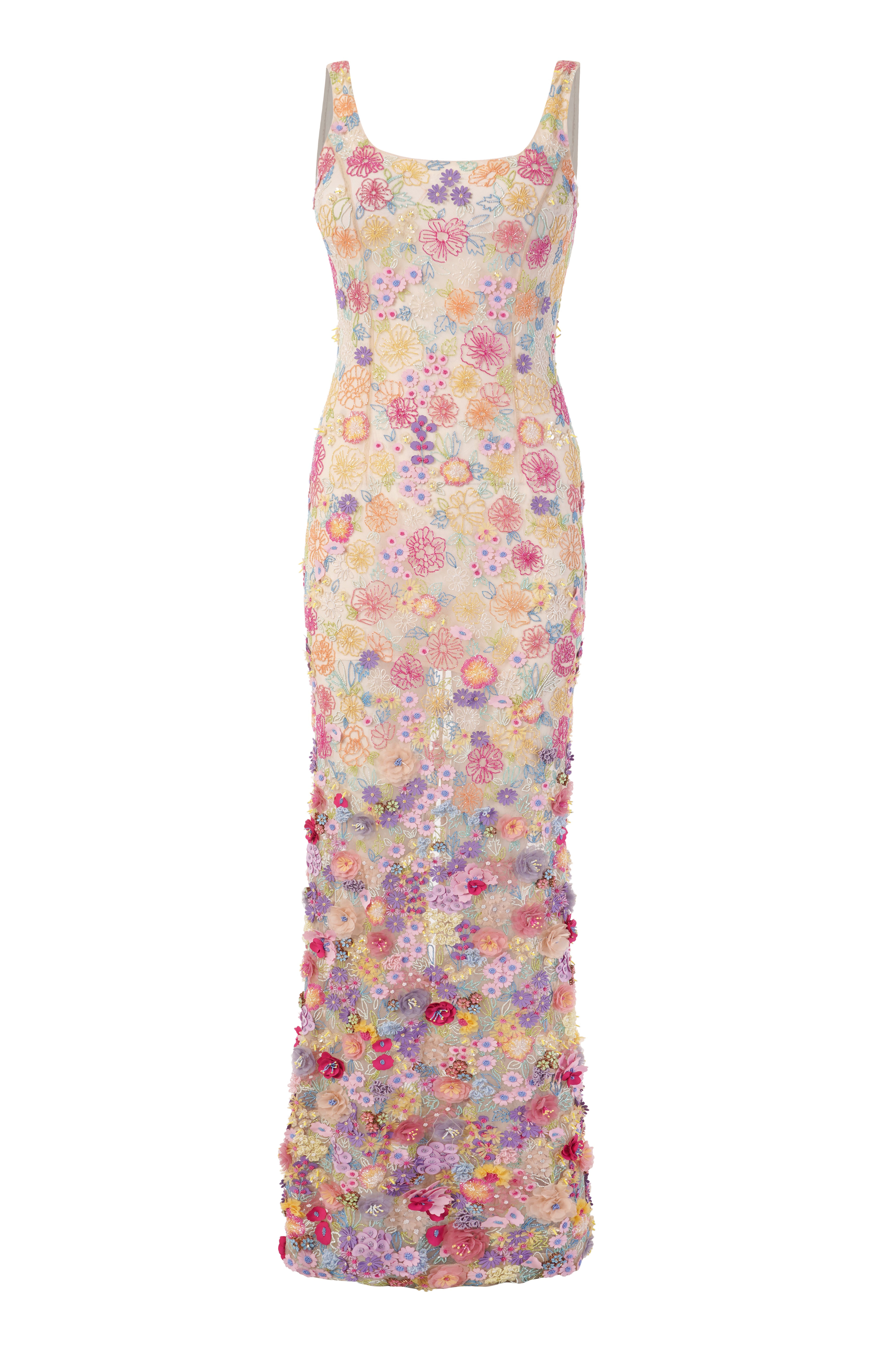 Floral Embrace 3D Embellished Dress