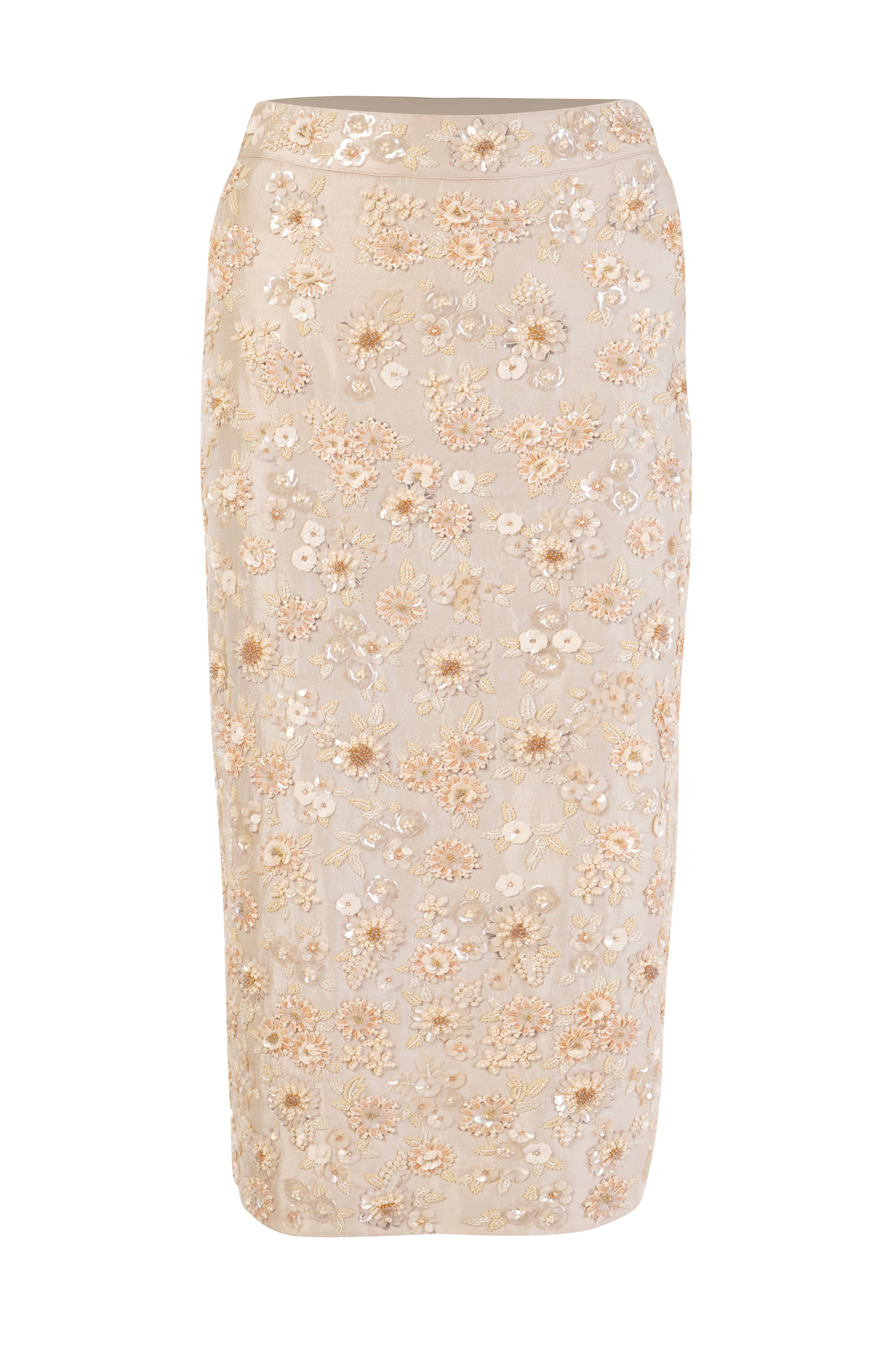 Genith Cream Fleur Fitted Skirt