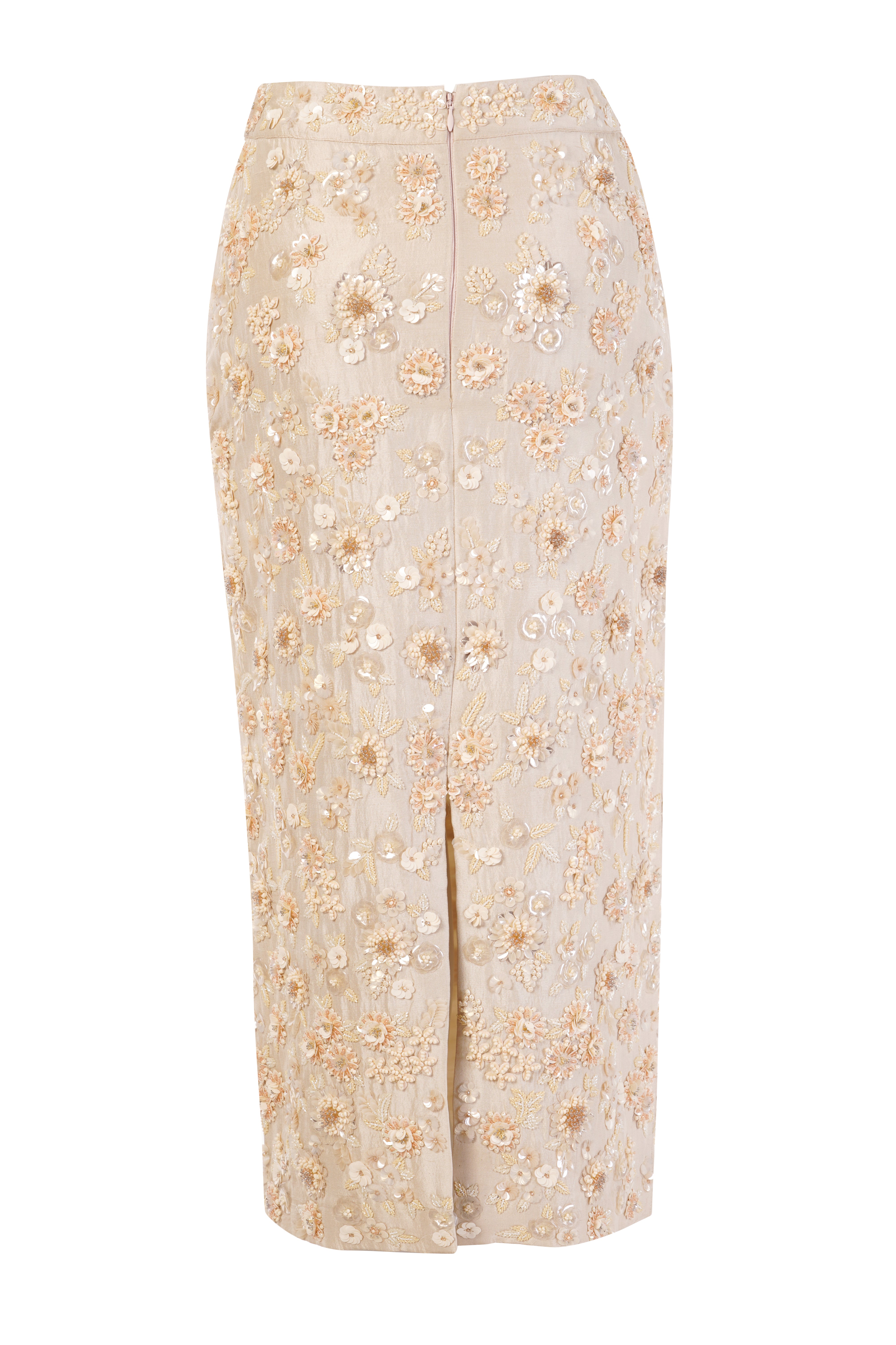 Genith Cream Fleur Fitted Skirt