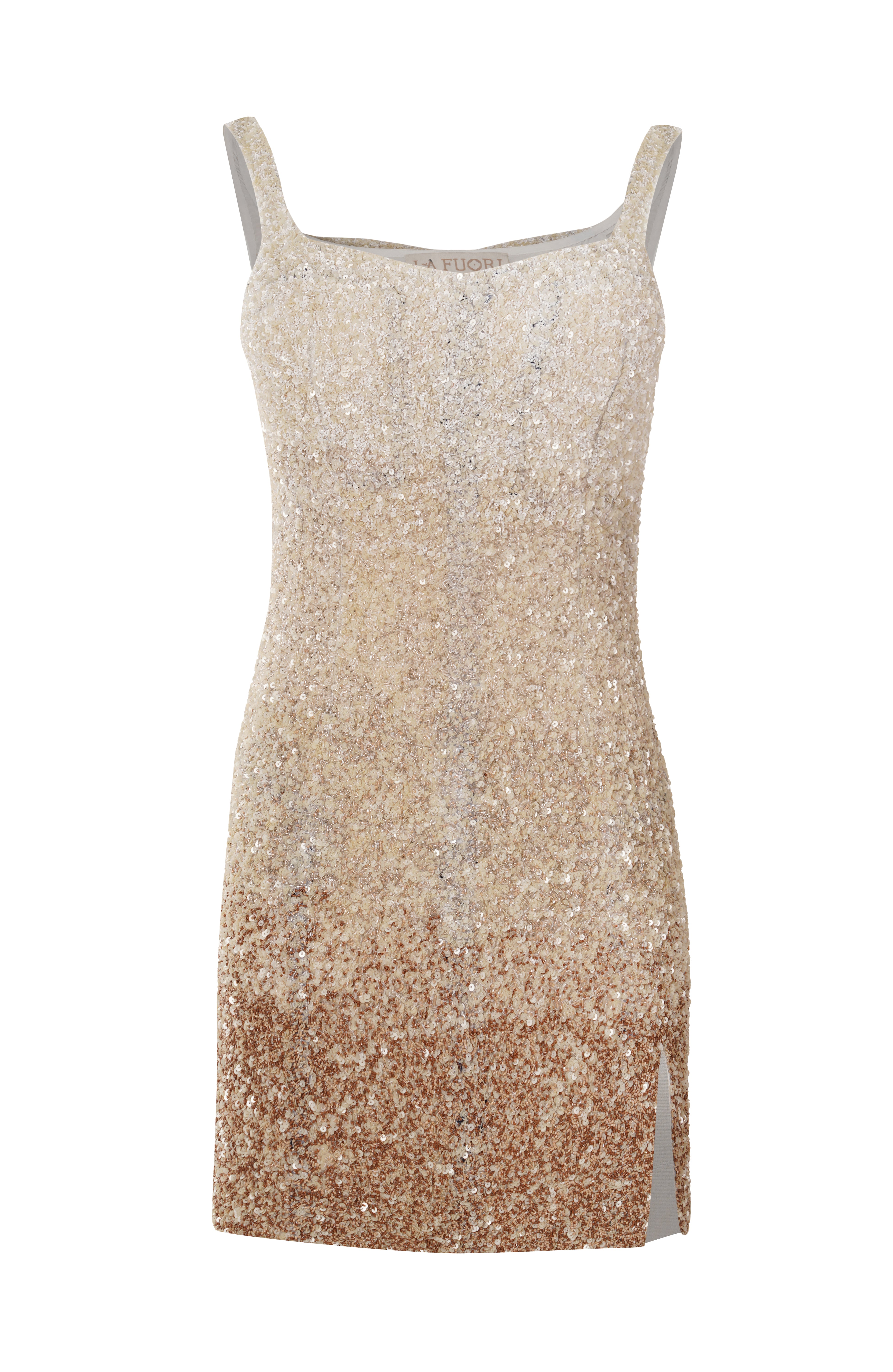 Beige Gradient Sequin Dress