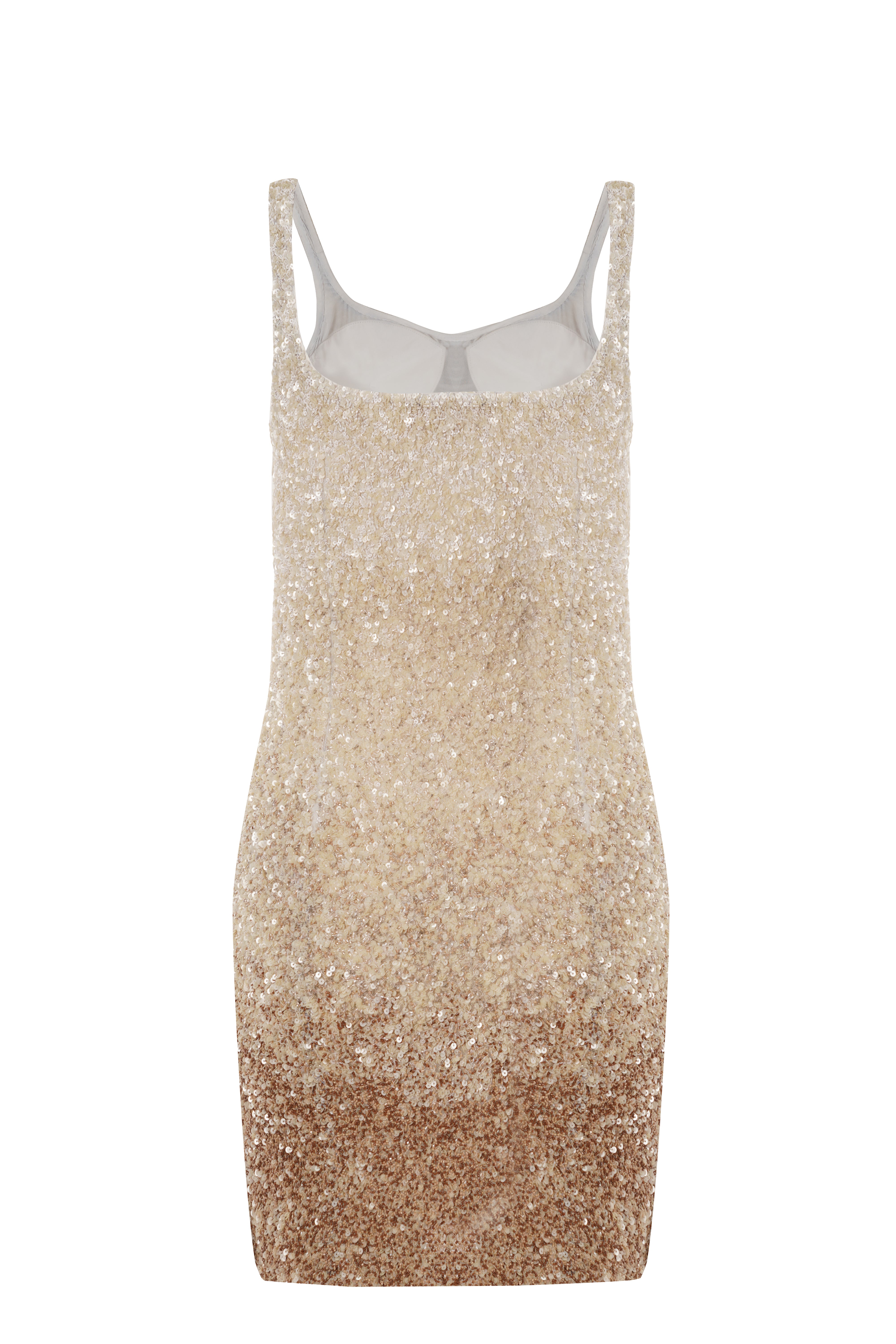 Beige Gradient Sequin Dress