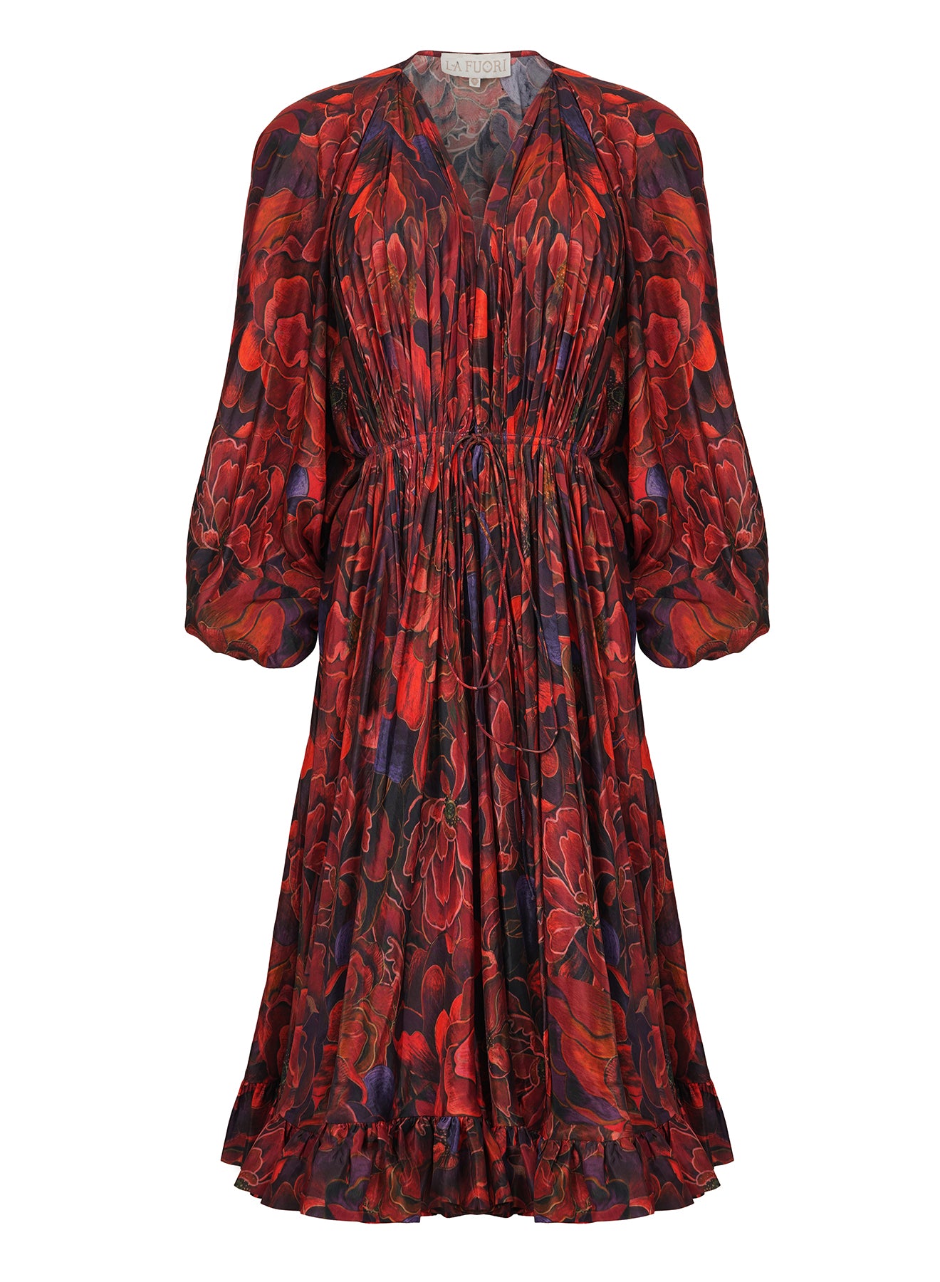 Suri Rose Printed Volume Midi Dress