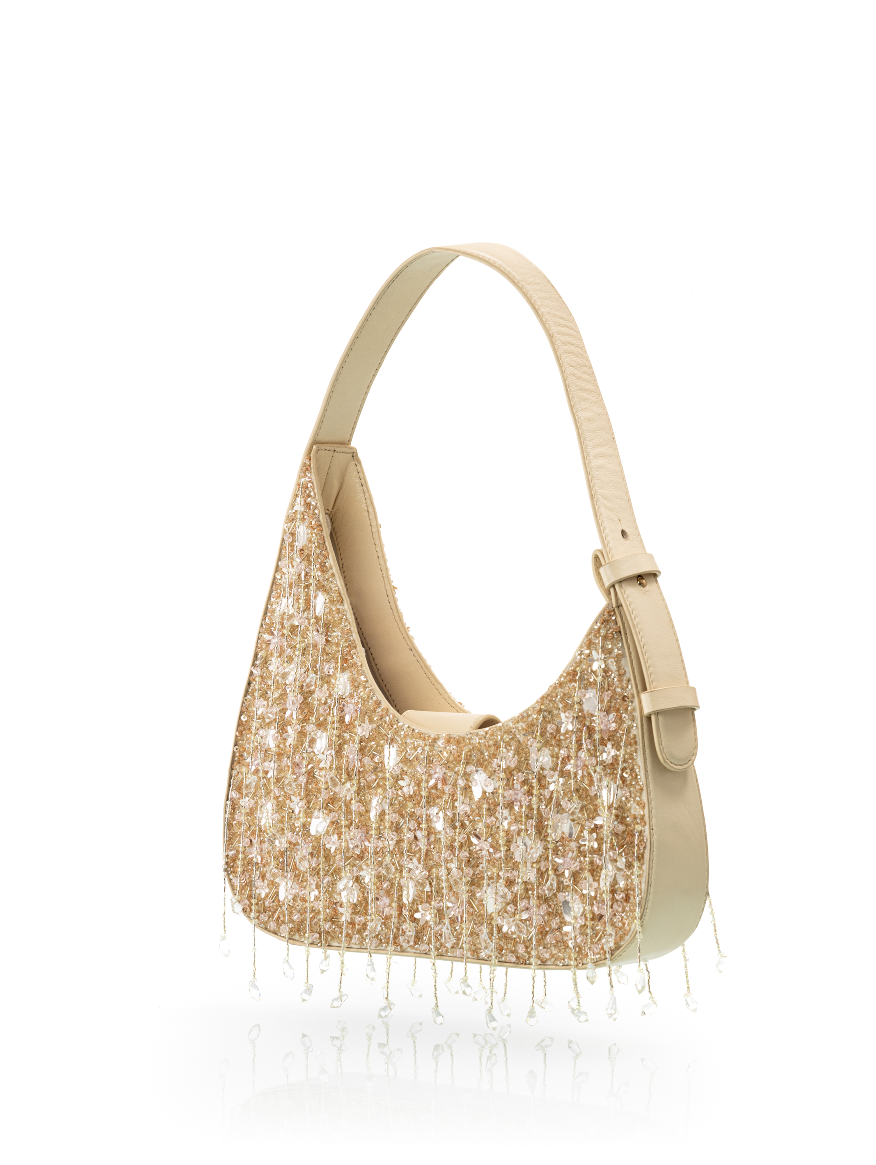 Close-up of handcrafted luxury embroidered leather bag created by artisan based brands
