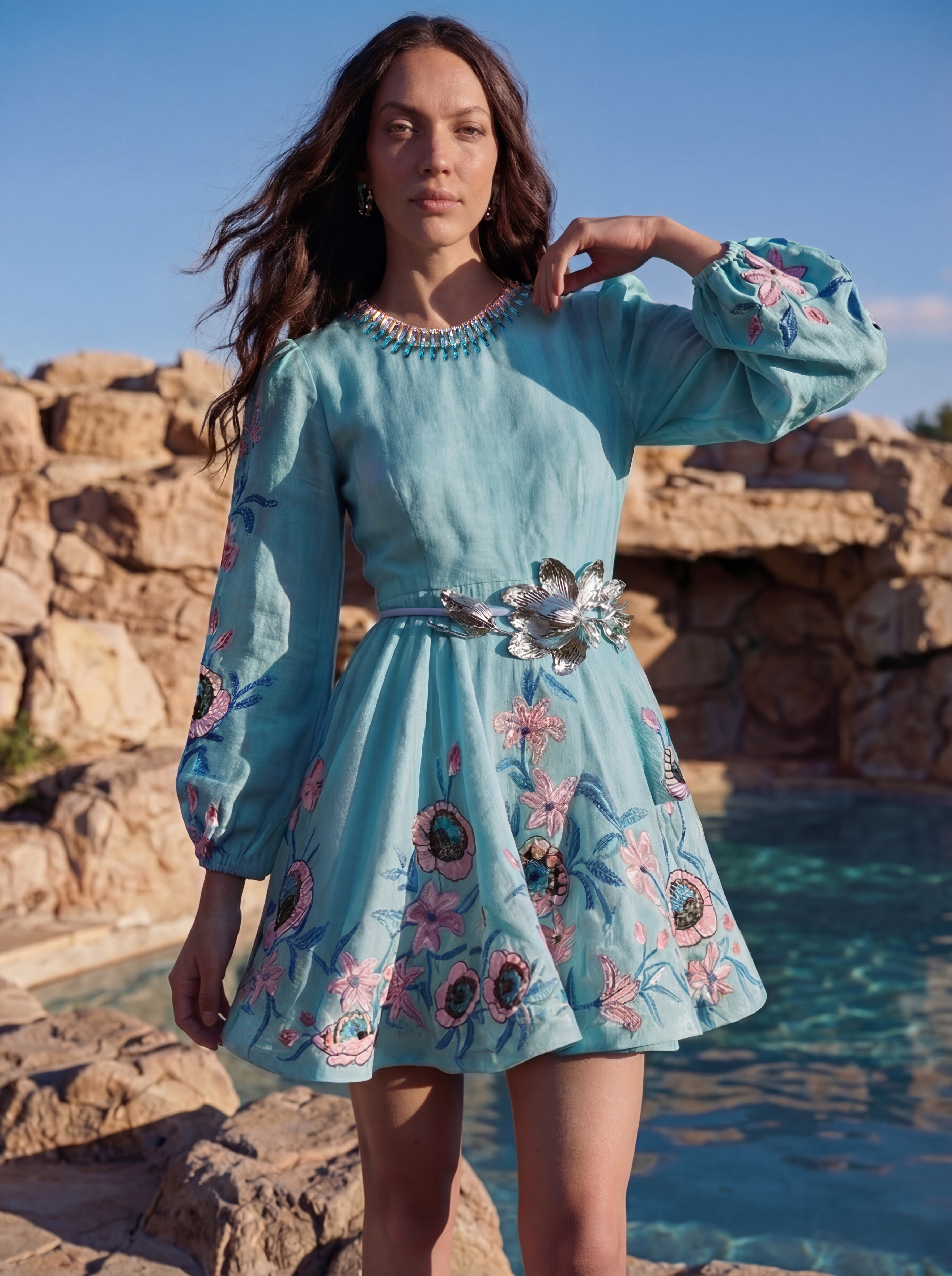 Cerulean Court-Garden Mini Dress
