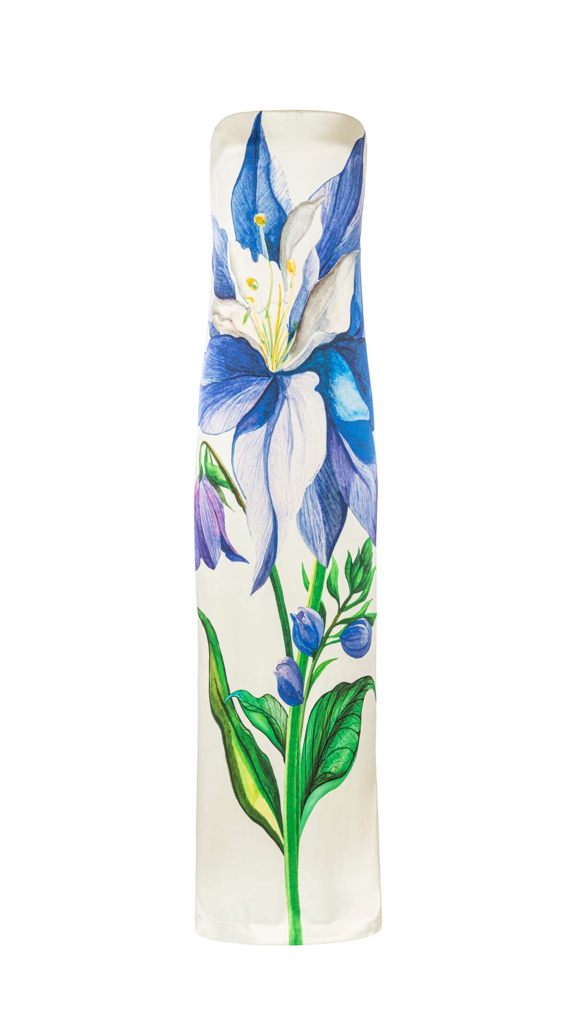 Luxury evening dress strapless column gown with statement floral print for designer occasion wear