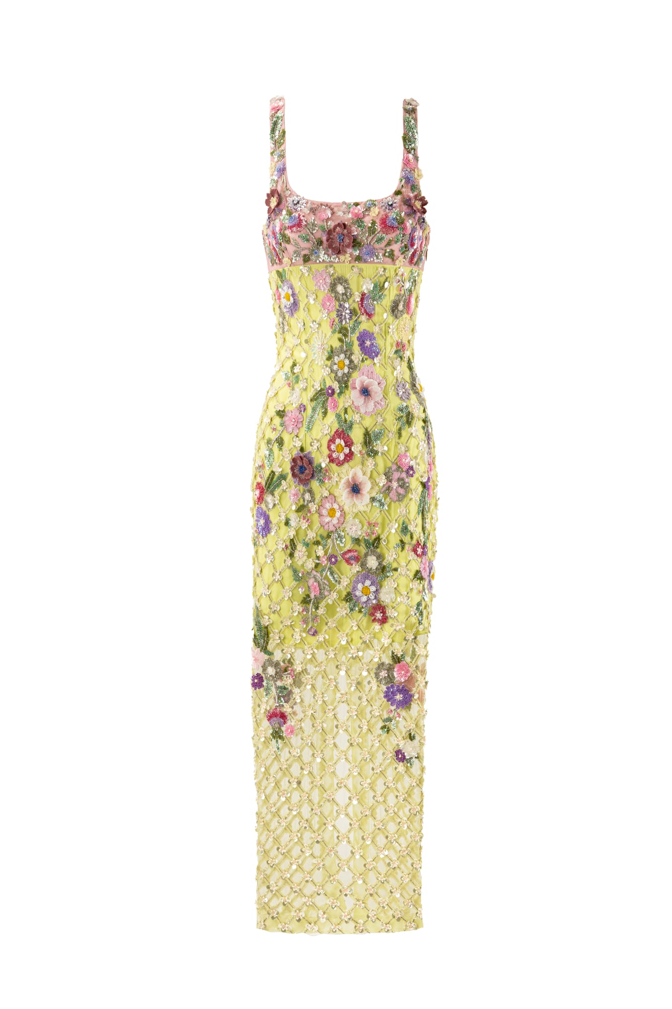 High-fashion floral cocktail dress with embroidered midi silhouette, luxury wedding guest and celebration wear