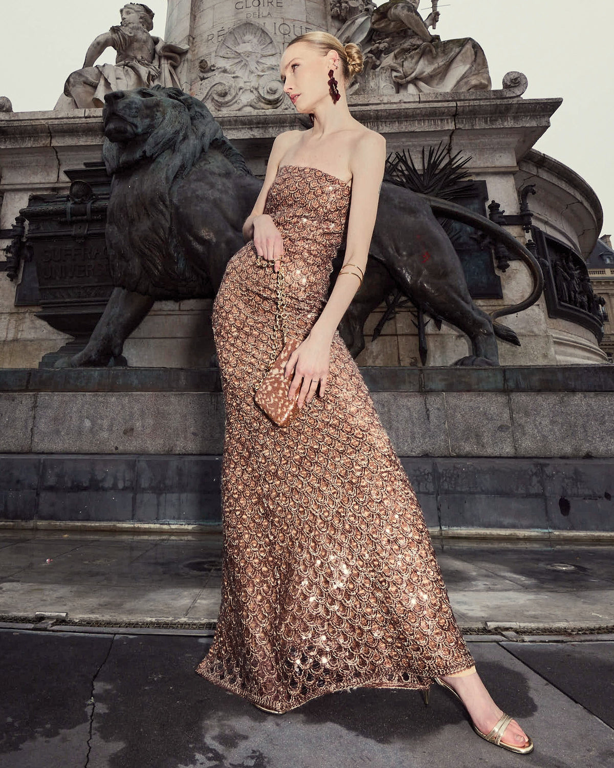 Truffle Metallic Embellished Dress