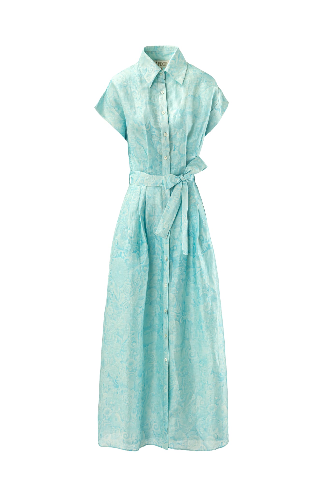 Designer resort wear aqua shirt dress, high-fashion summer dress with luxury vacation style