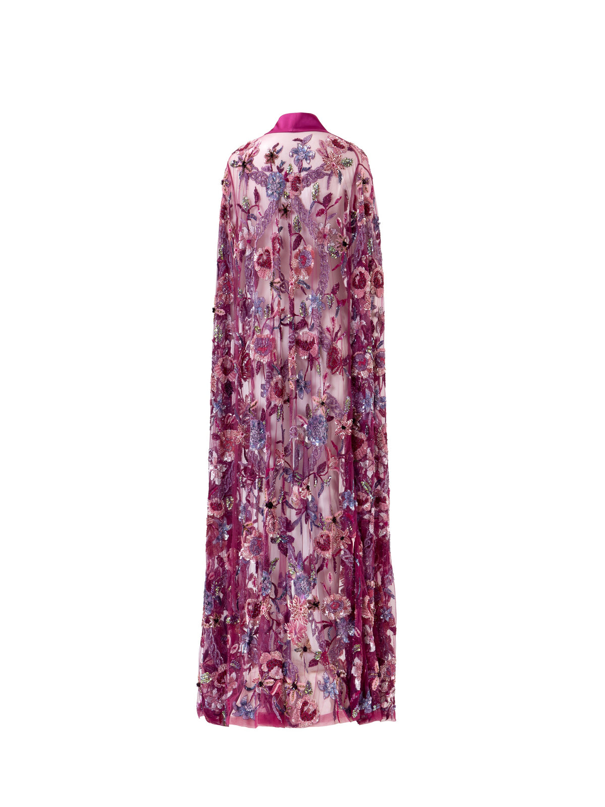 Plum Embellished Tulle Cape