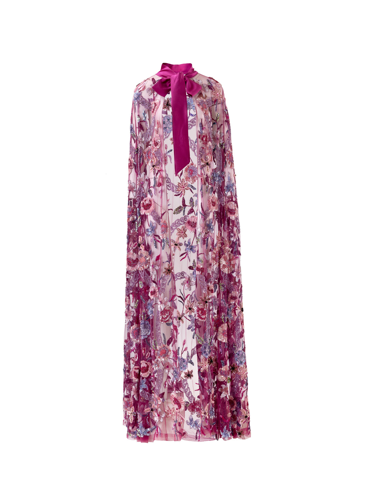 Plum Embellished Tulle Cape