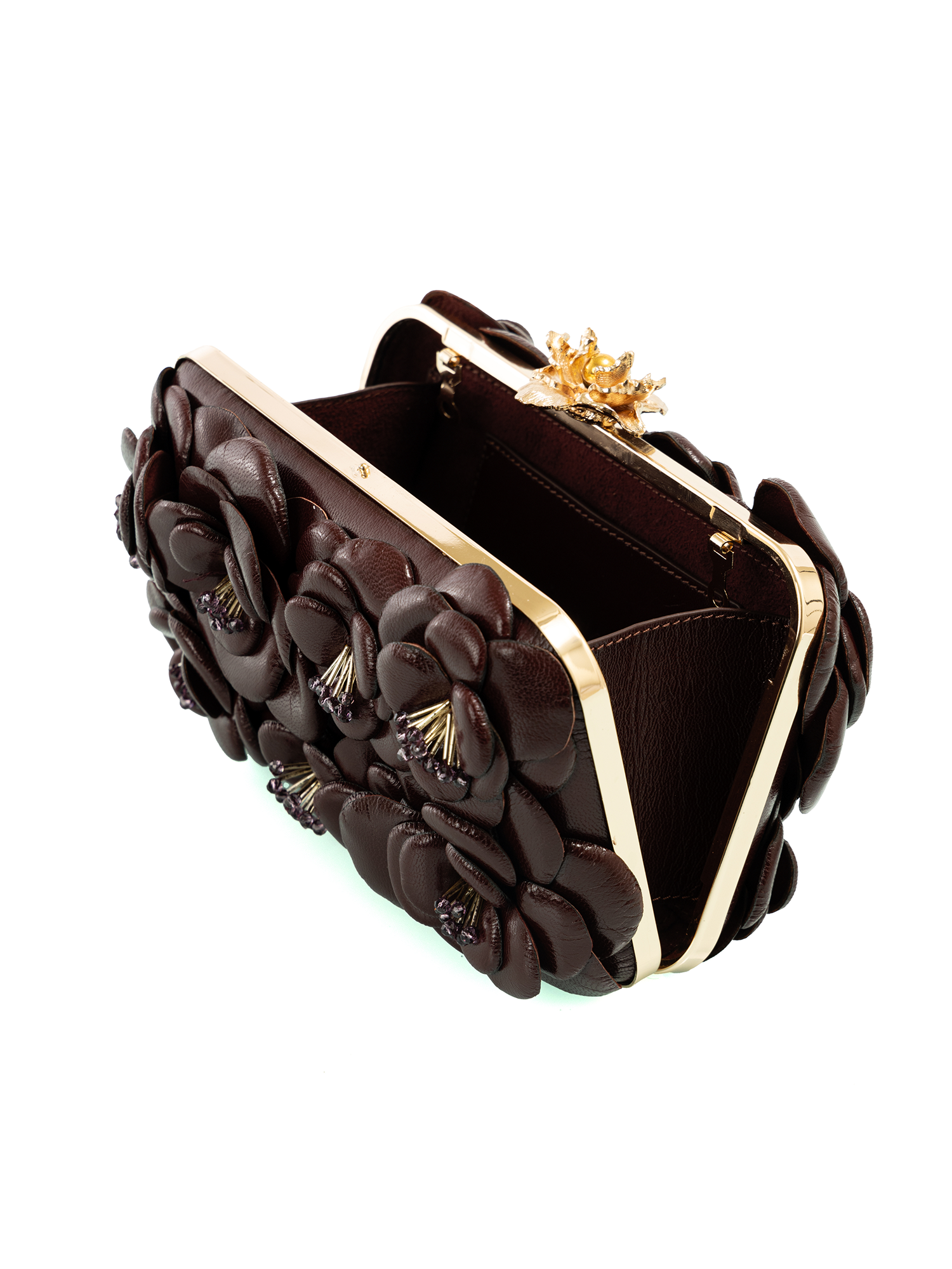 Cherry red sculpted leather clutch crafted as a refined leather evening bag
