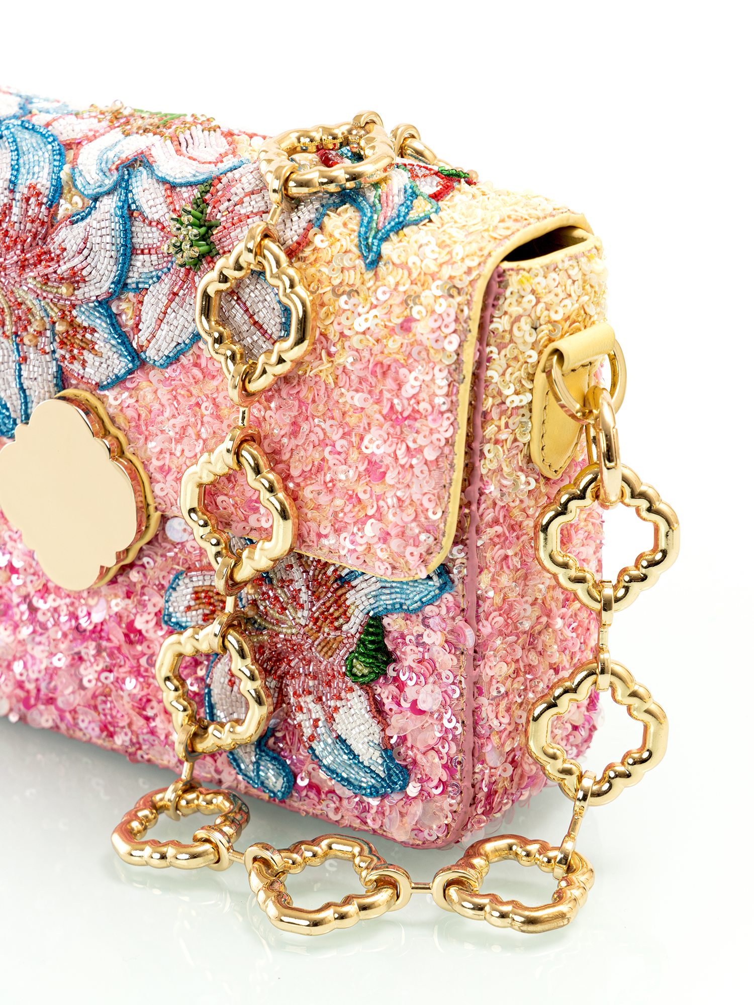 Elegant pink leather party bag designed for stylish outings and special occasions
