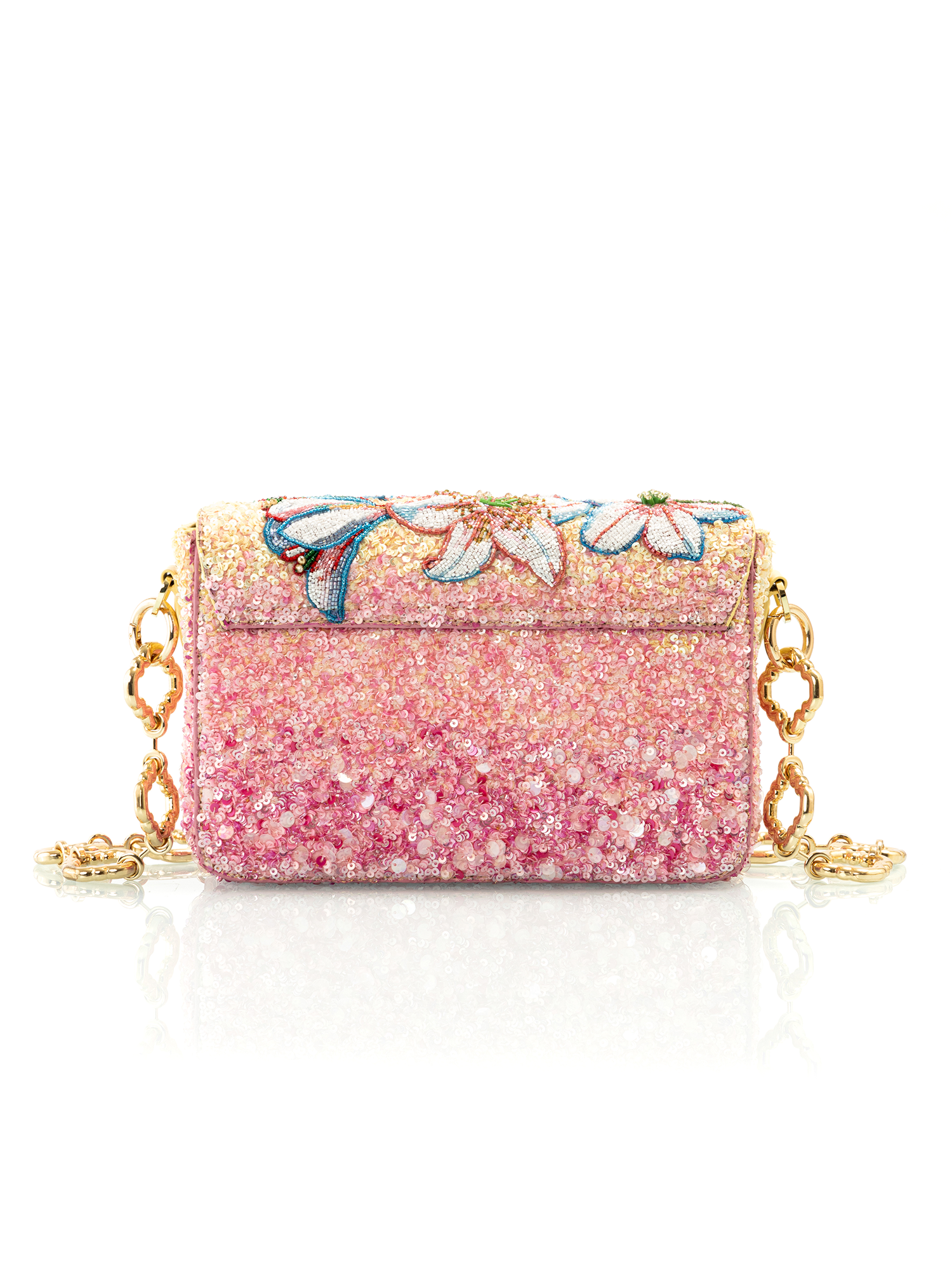 Hand embroidered leather shoulder bag featuring aari embroidery crafted as a luxury party accessory
