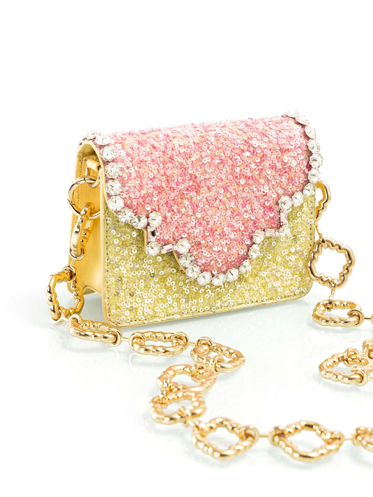 Champagne beaded embroidered leather party bag styled for elegant outings and celebrations
