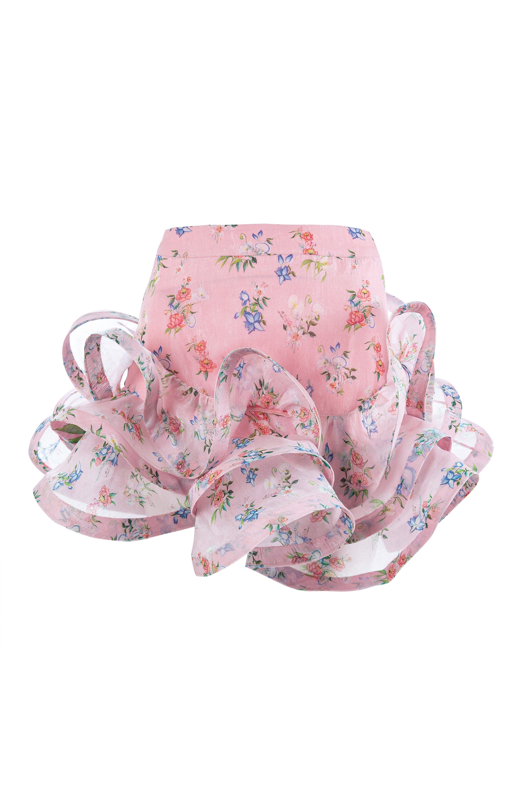 Petal Cascade Flounce Mini Skirt