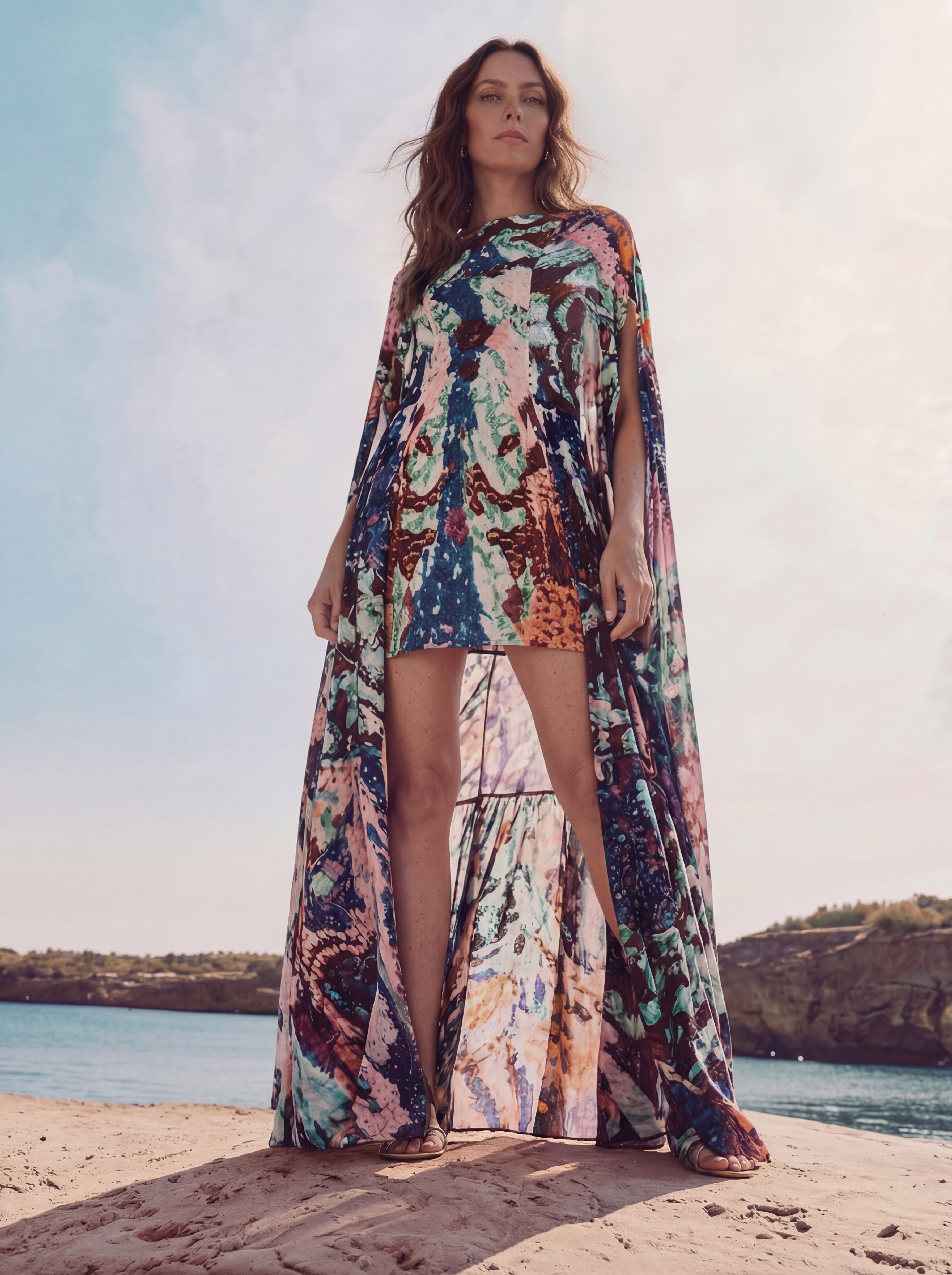 Genevieve Nebula Cape Dress