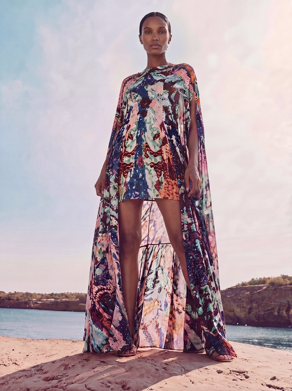 Genevieve Nebula Cape Dress