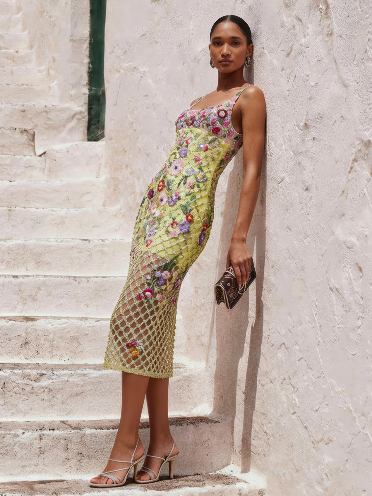 Gilded Flora Midi Dress