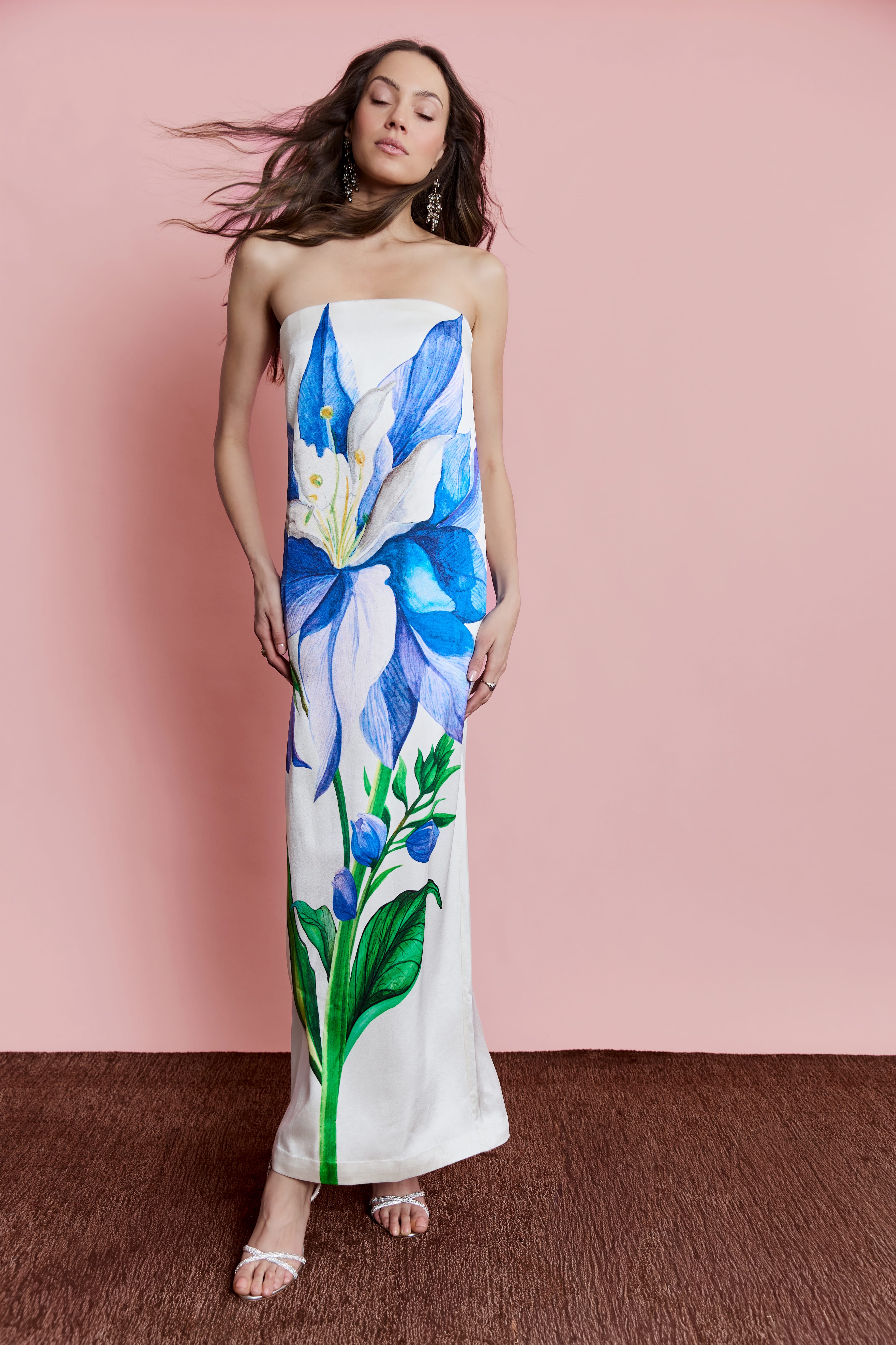 Floral print maxi dress with bold statement design, perfect for garden party and occasion wear