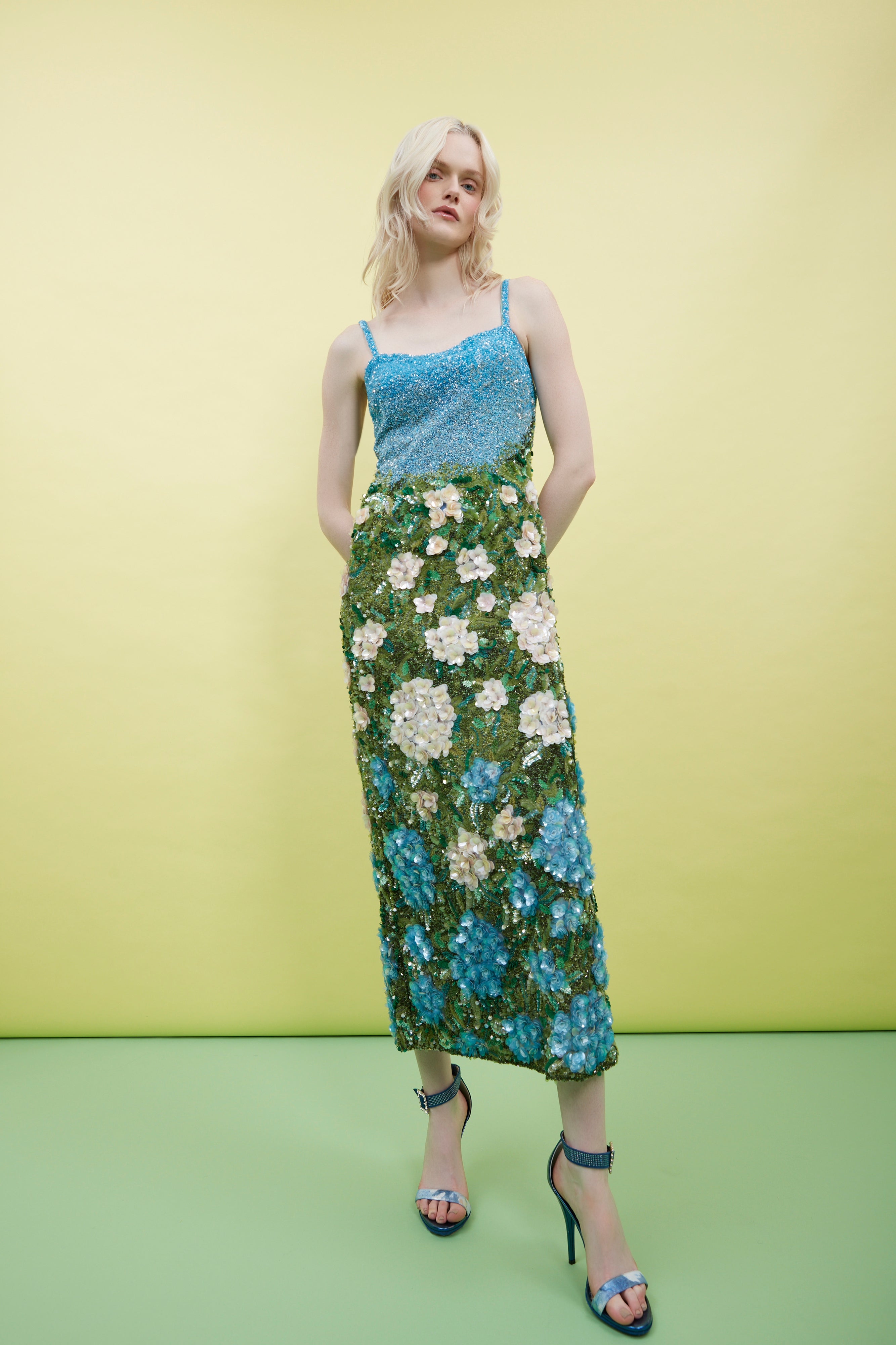 Laura Hydrangea Haven Embroidered Gown