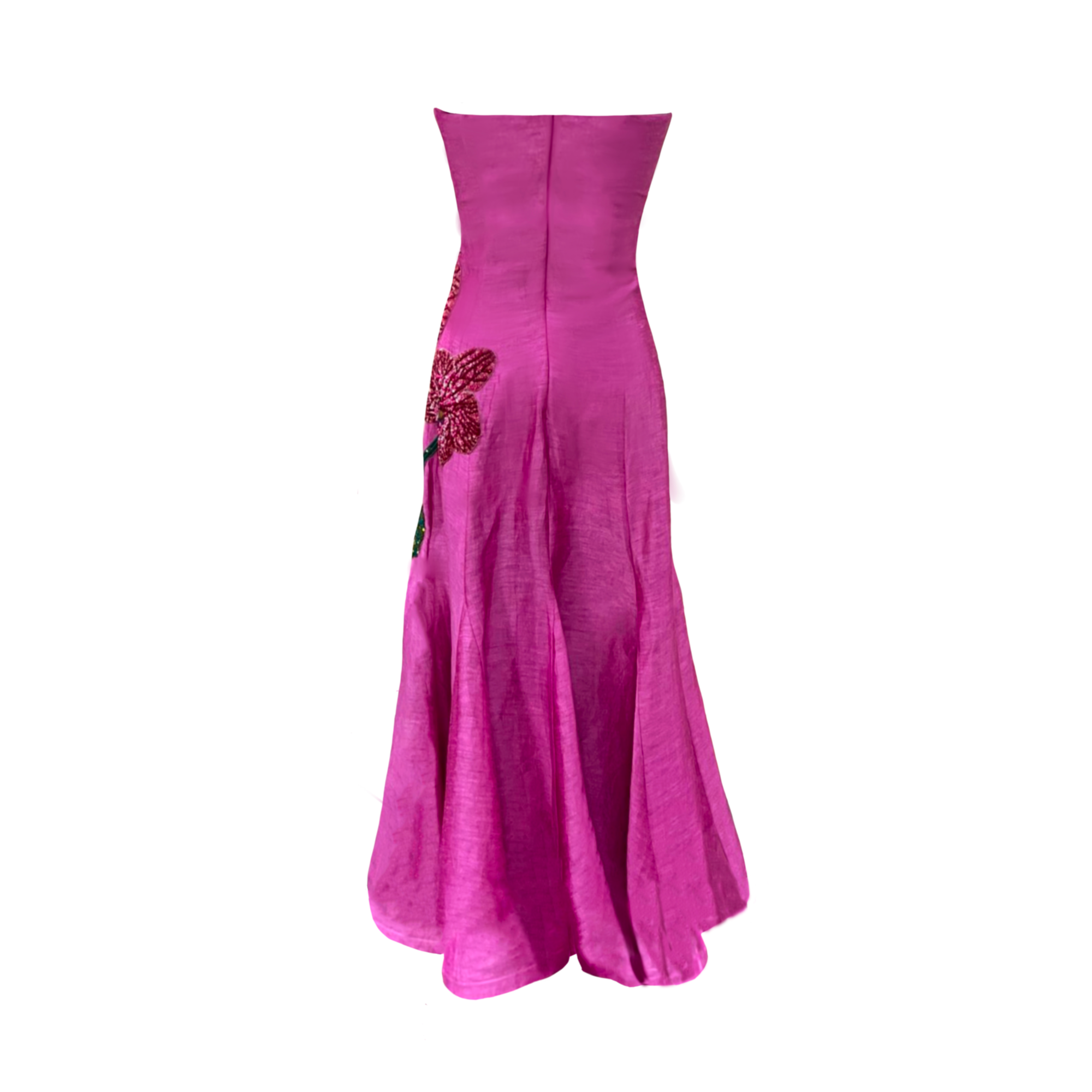 Orchid Print Embroidered Gown