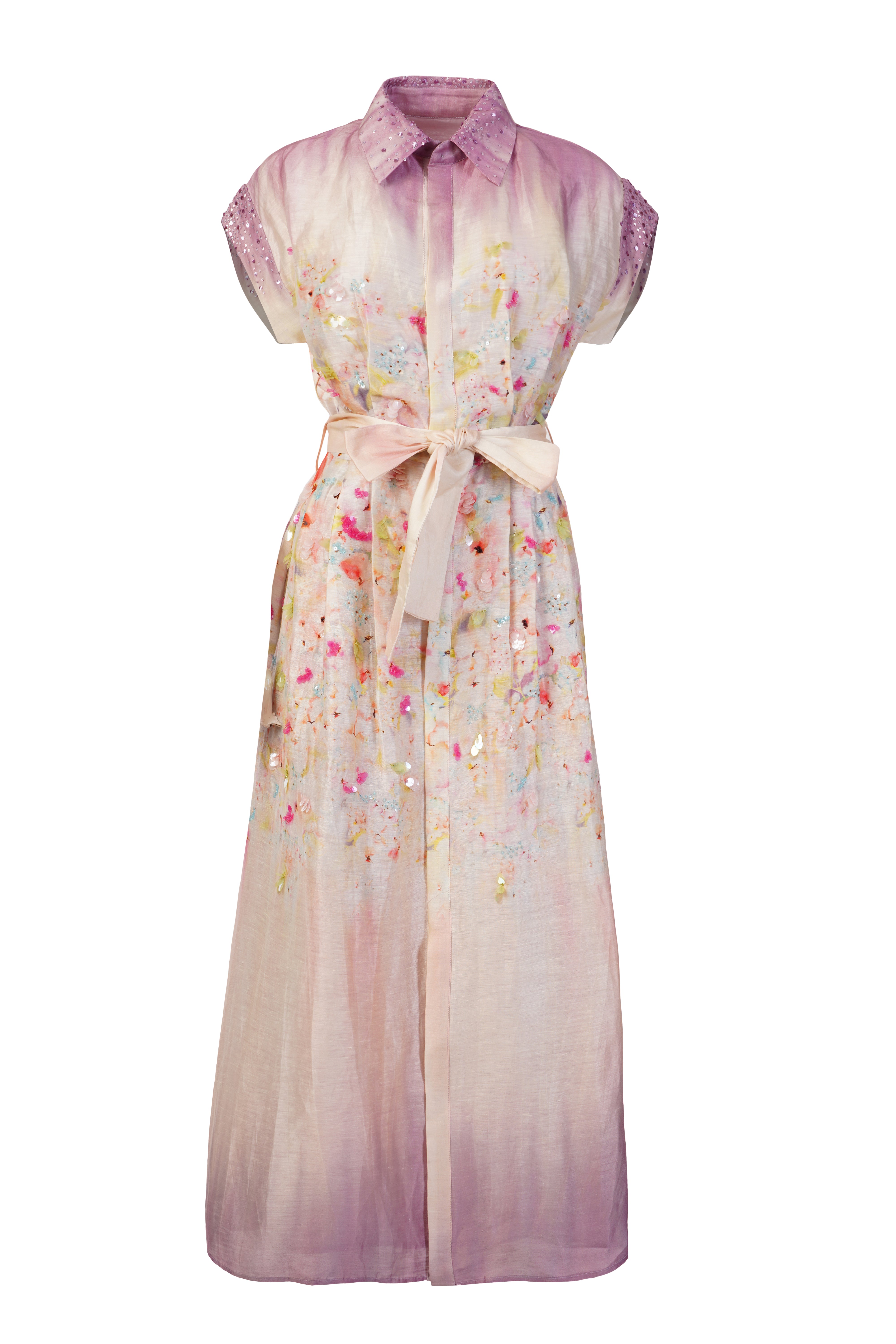 Aqua Bloom Mirage Shirt Dress M Aqua Bloom Mirage Shirt Dress M