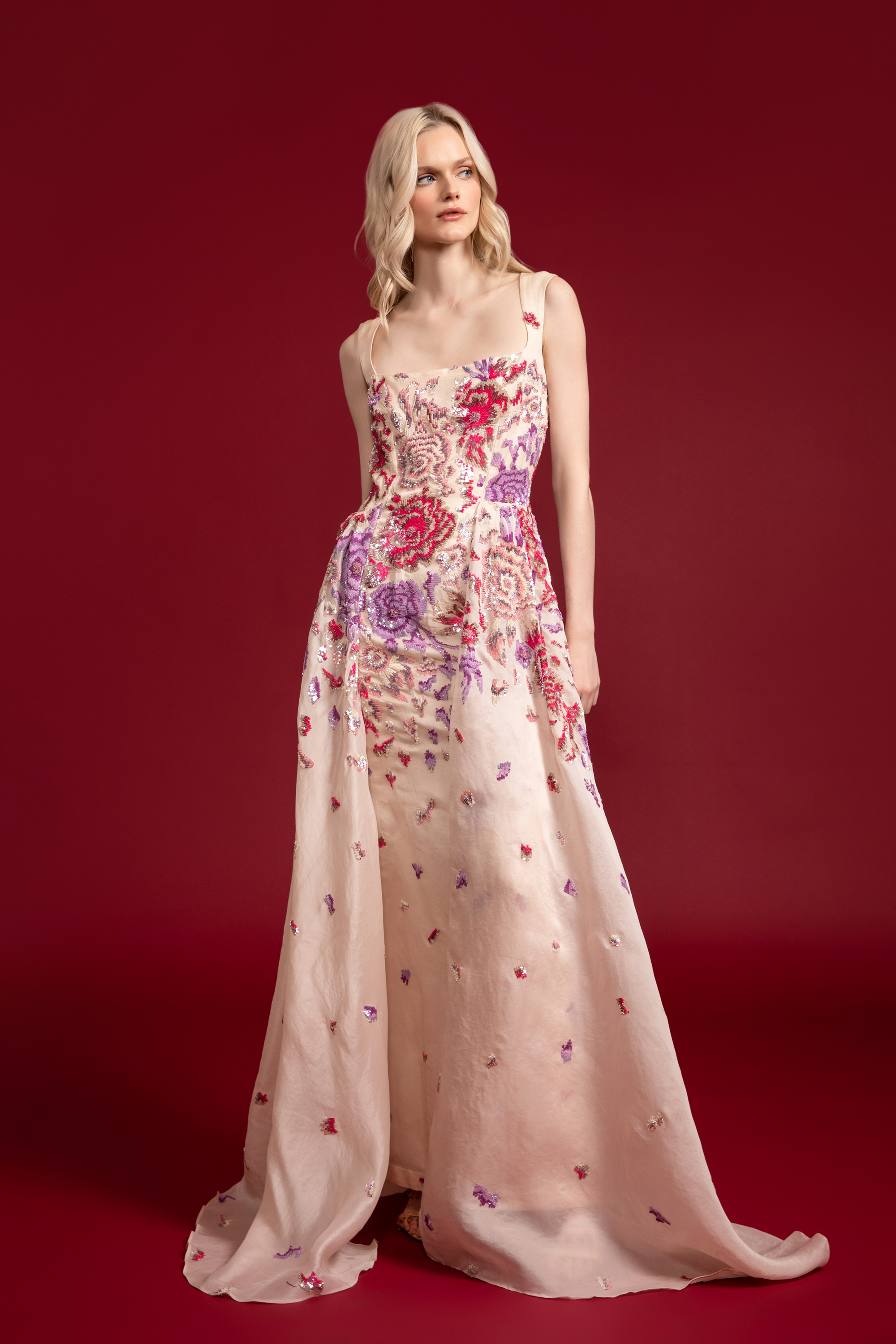 Louisa Petal Pink Draped Gown