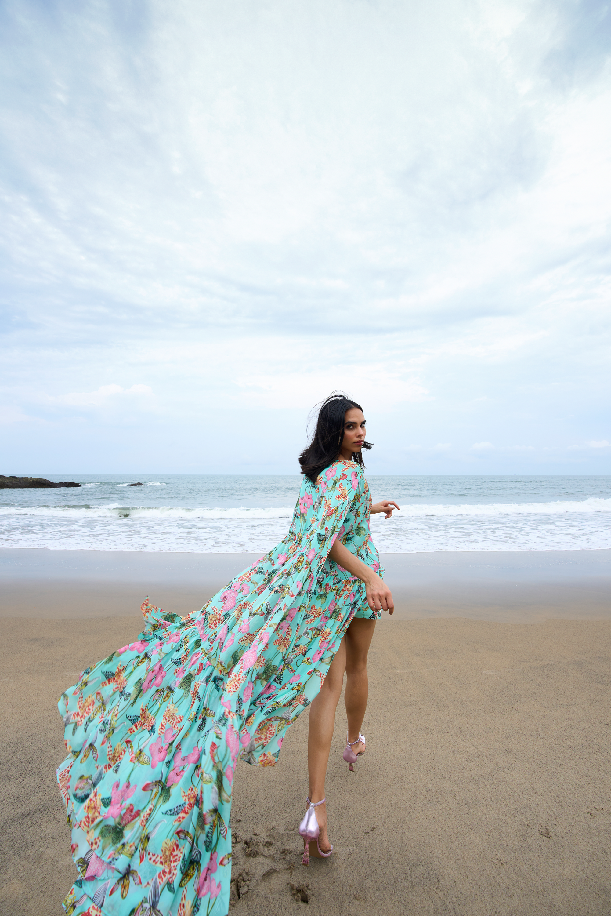 Teal Orchid Bouquet Dress