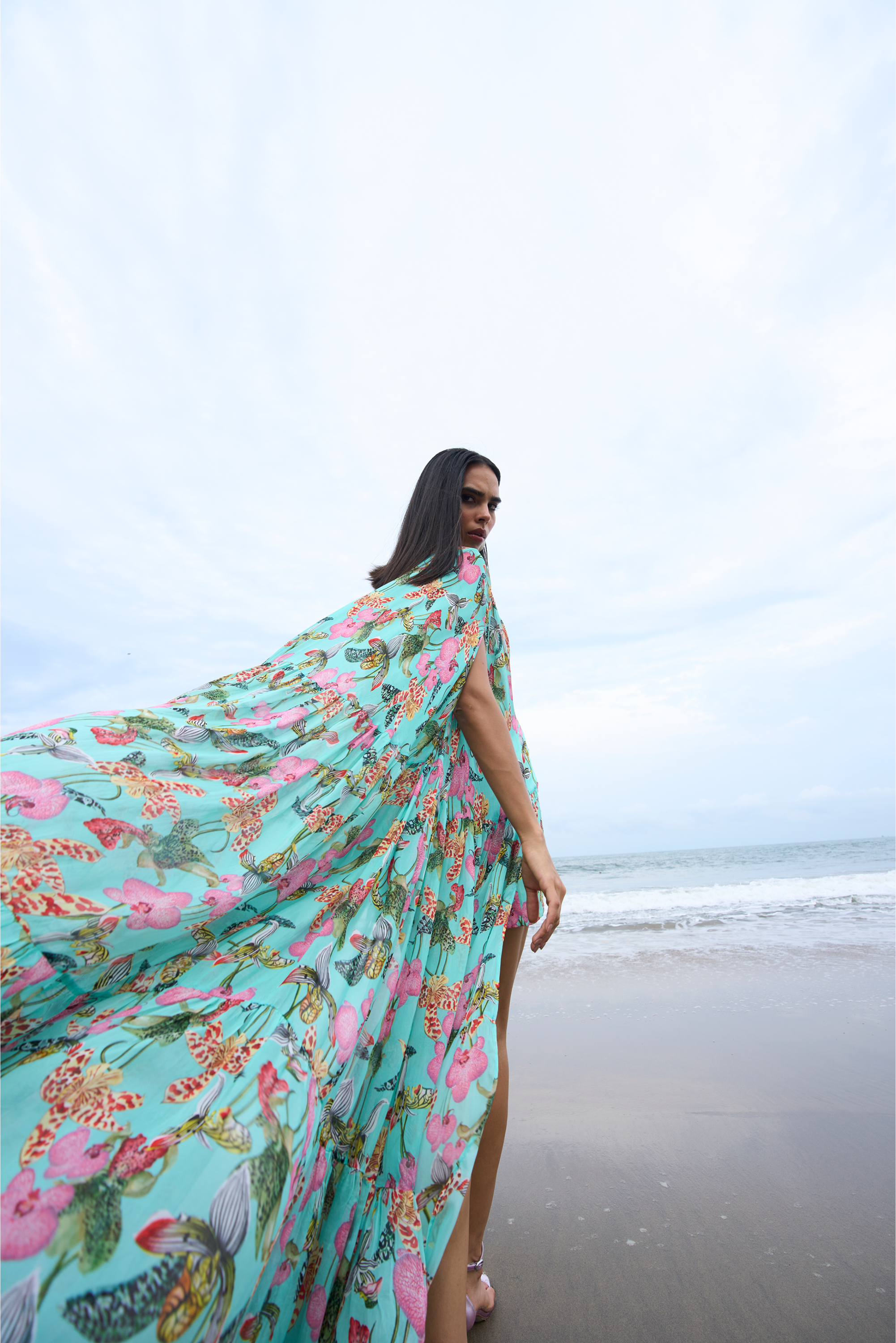 Teal Orchid Bouquet Dress