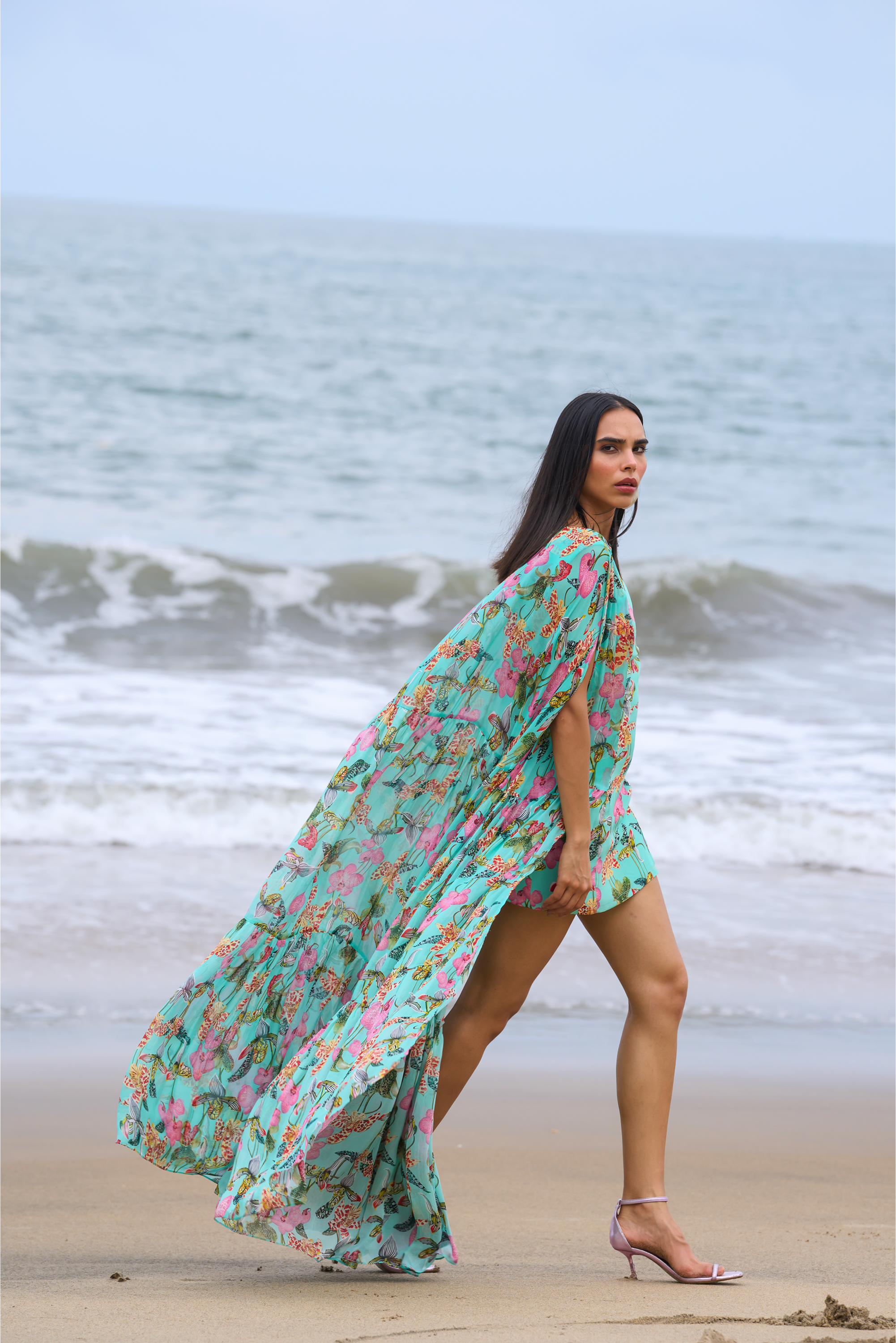 Teal Orchid Bouquet Dress