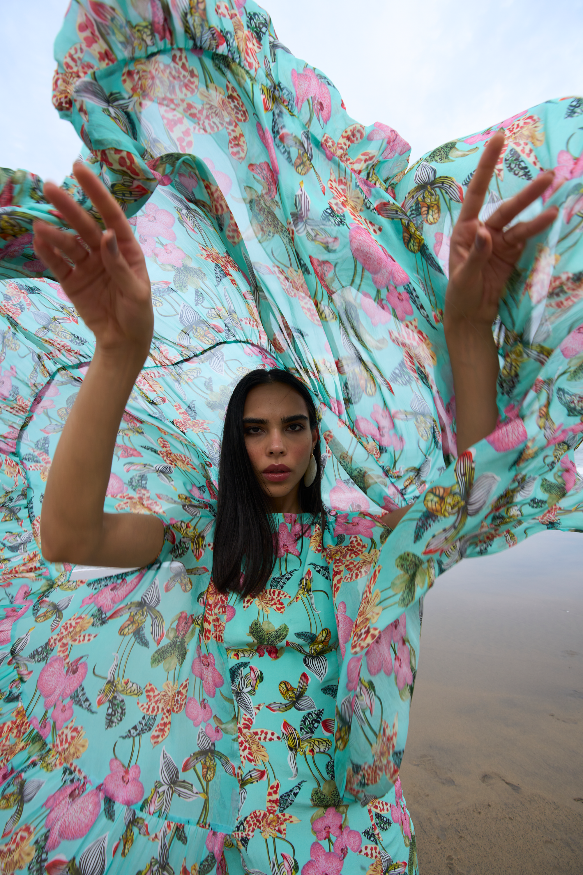 Teal Orchid Bouquet Dress
