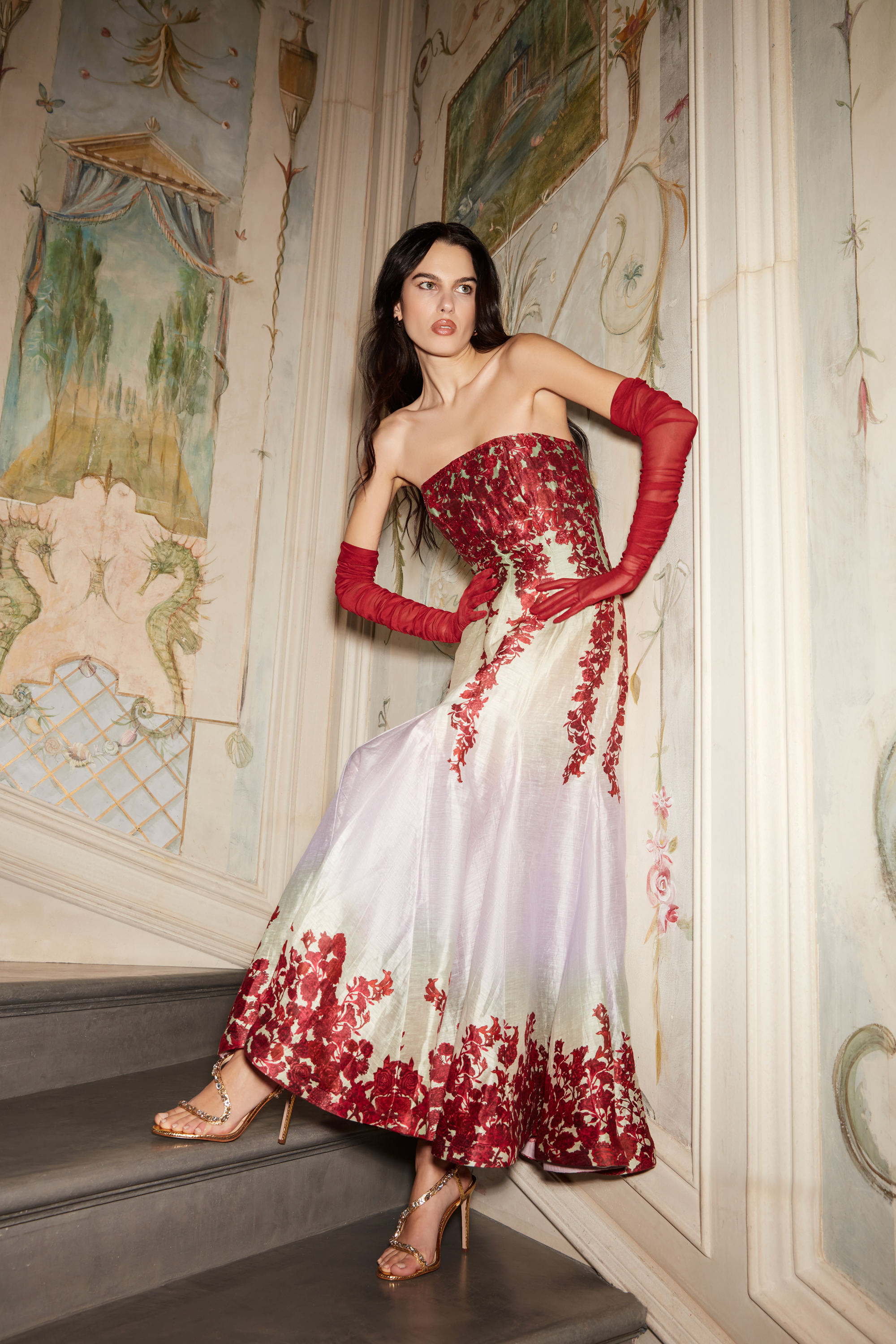Layla Burgundy Haze printed Corset Dress