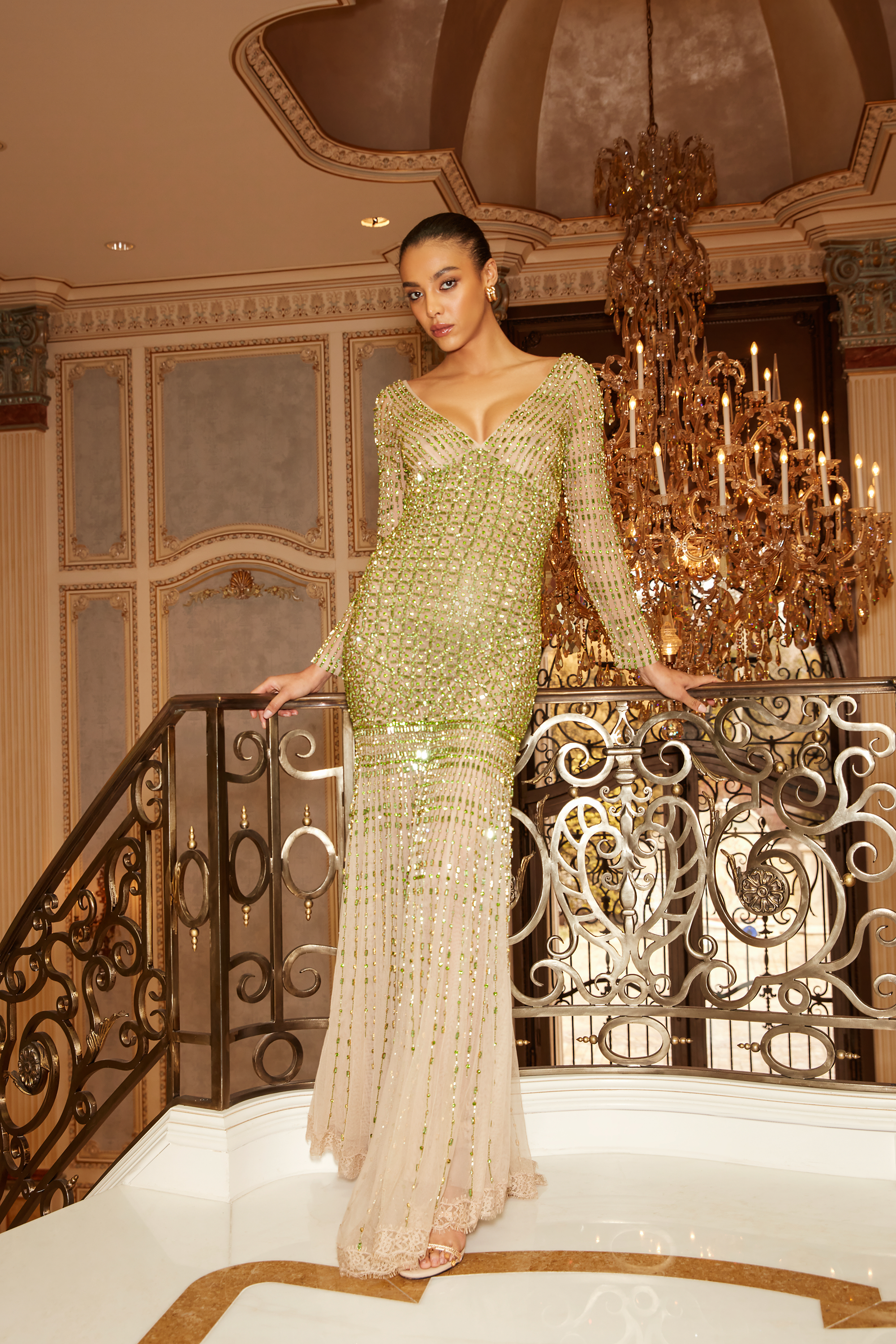 Silvia Green Crystal Gown