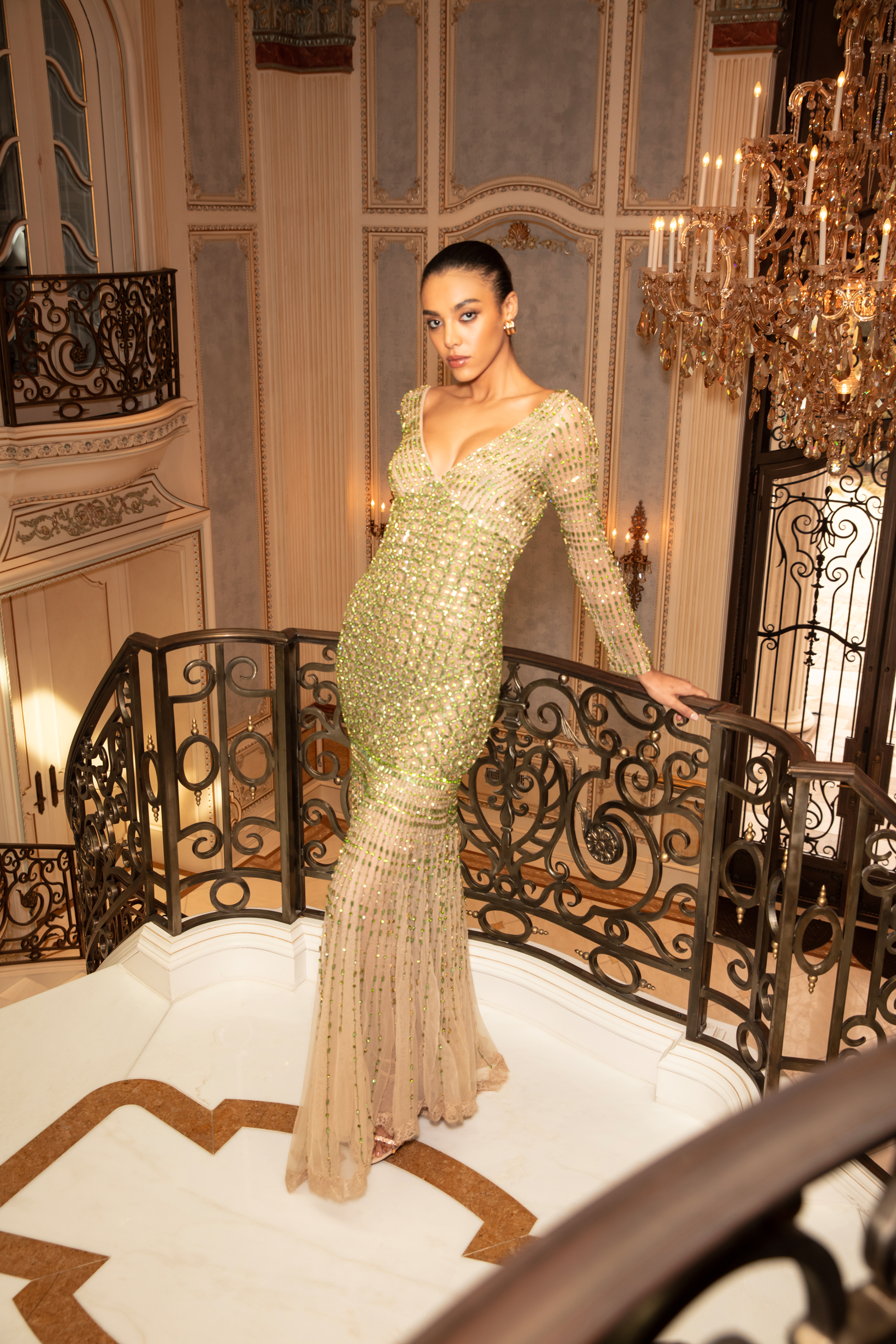 Silvia Green Crystal Gown
