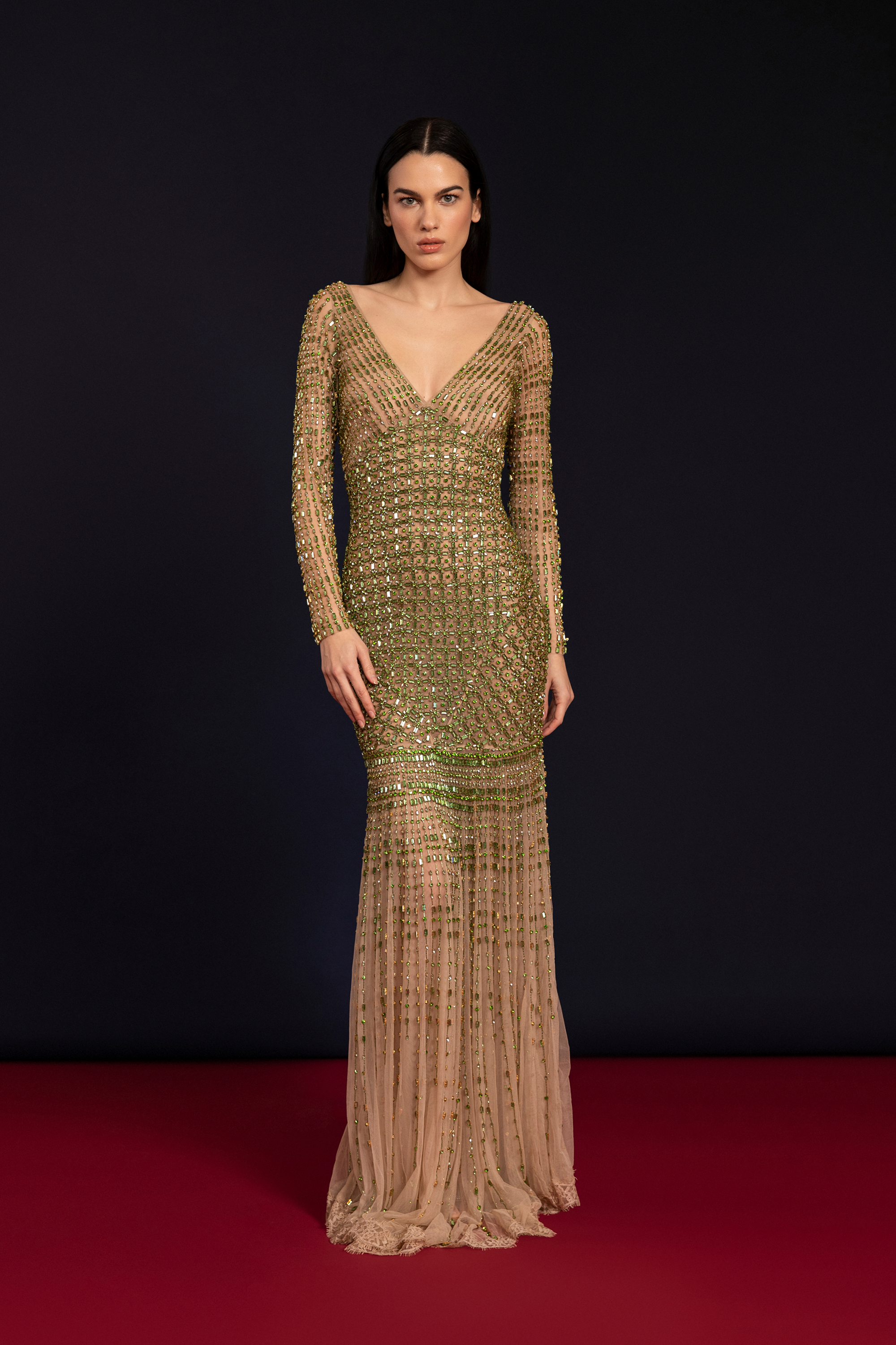 Silvia Green Crystal Gown