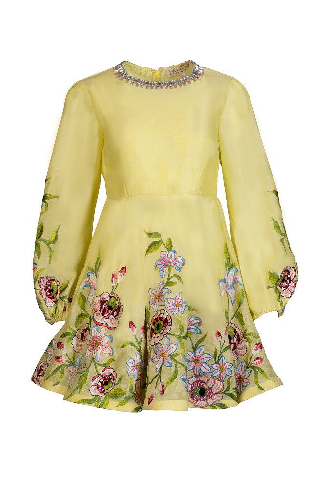 Fit-and-Flare Mini Dress crafted with a structured A-line silhouette
