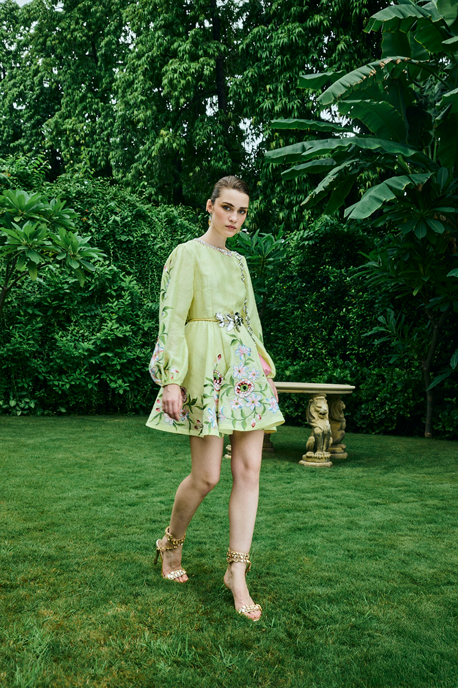 Bridal Shower Guest dress featuring a high jewel neckline
